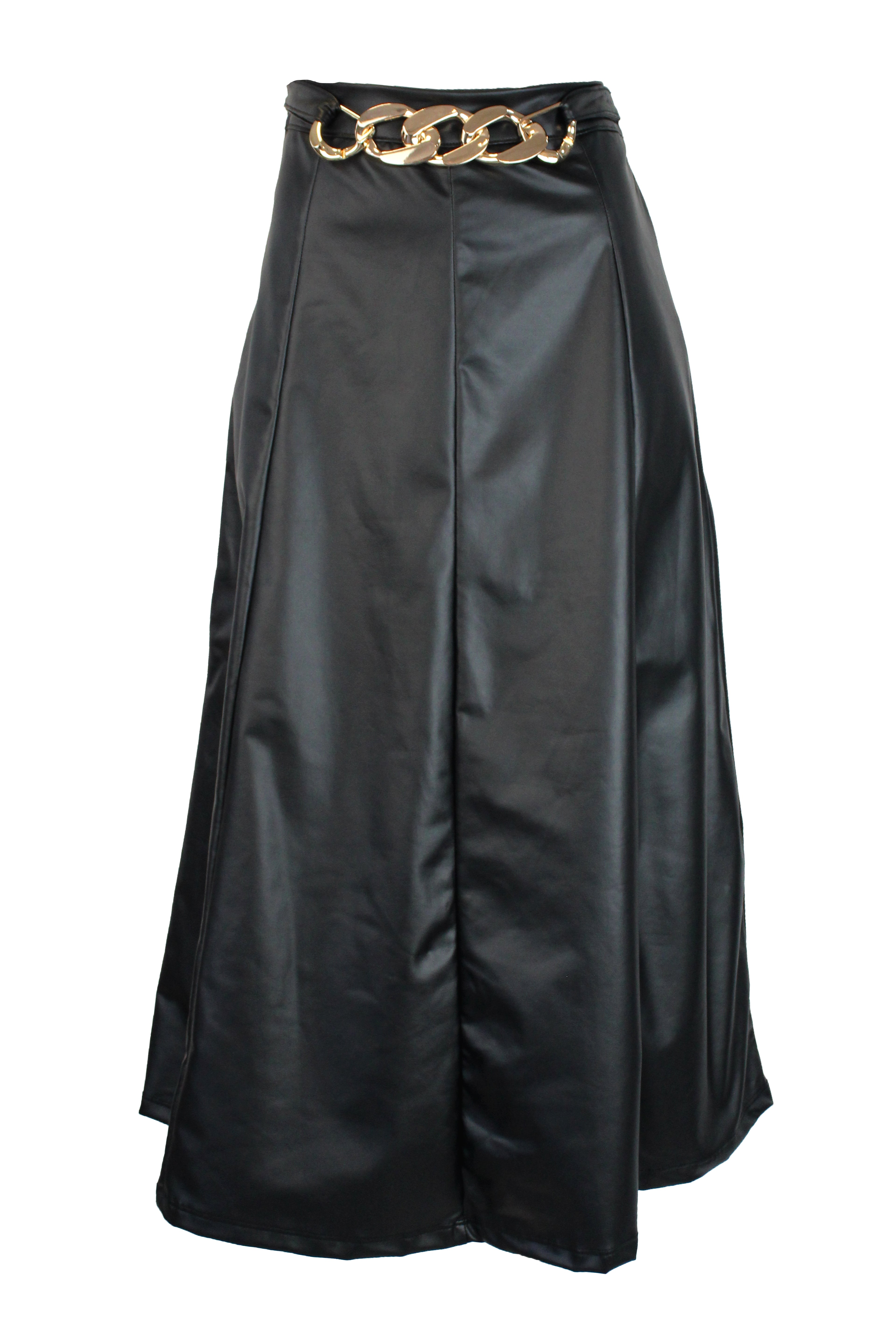 2667 Falda de Vinipiel Suelta con Hebilla de Círculos Entrelazados