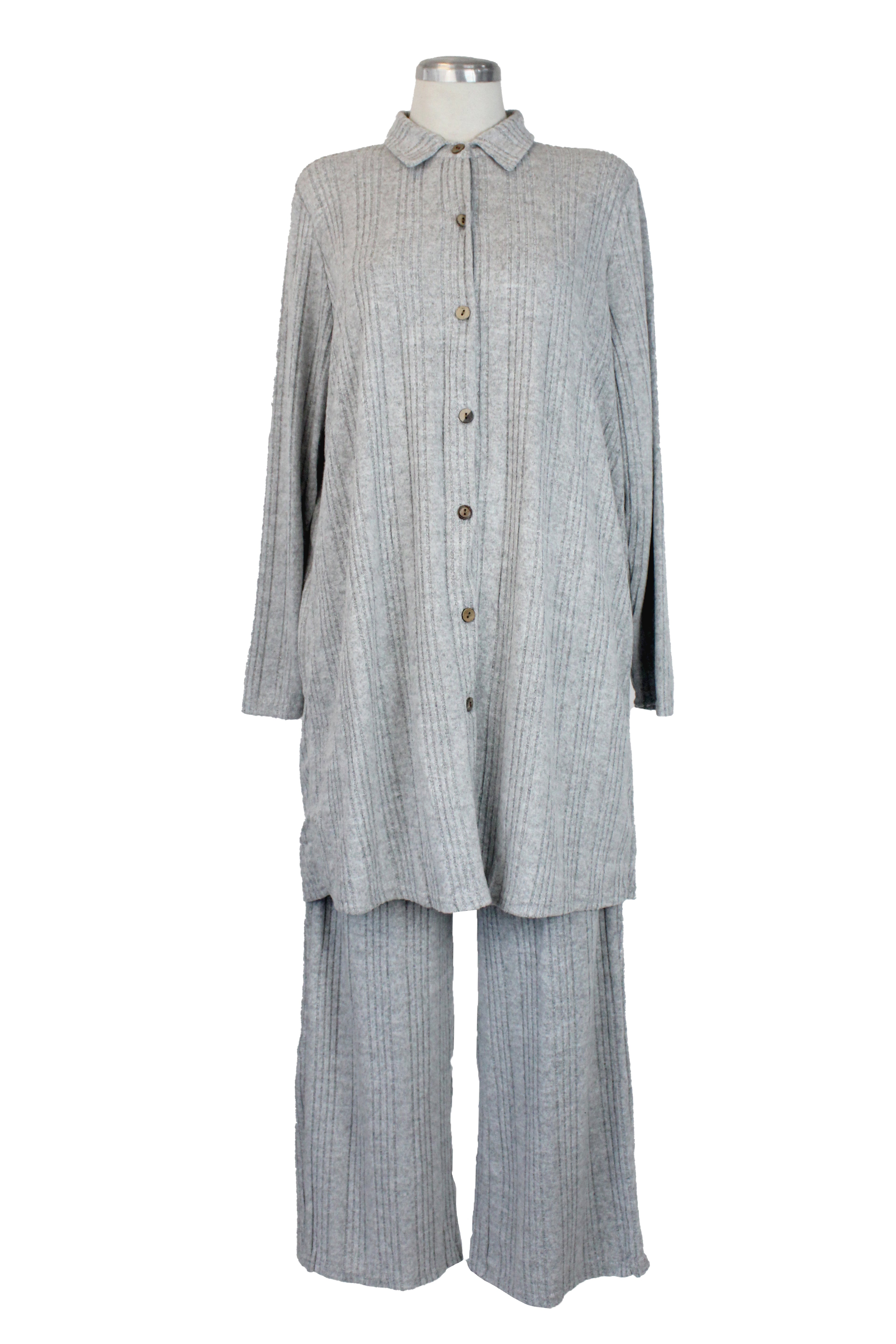 PTSET71 Conjunto Rayado Blusón con Botones