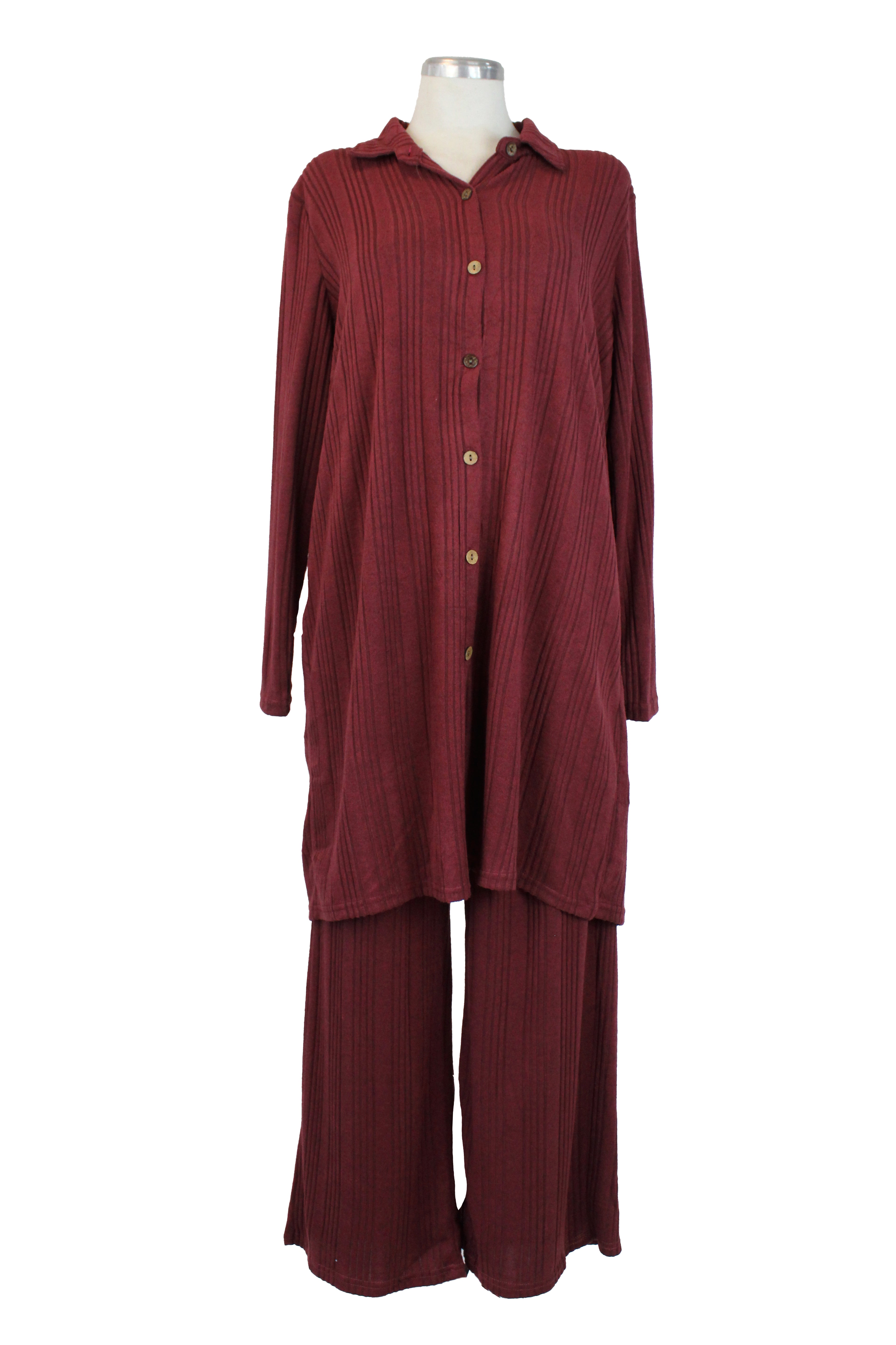 PTSET71 Conjunto Rayado Blusón con Botones