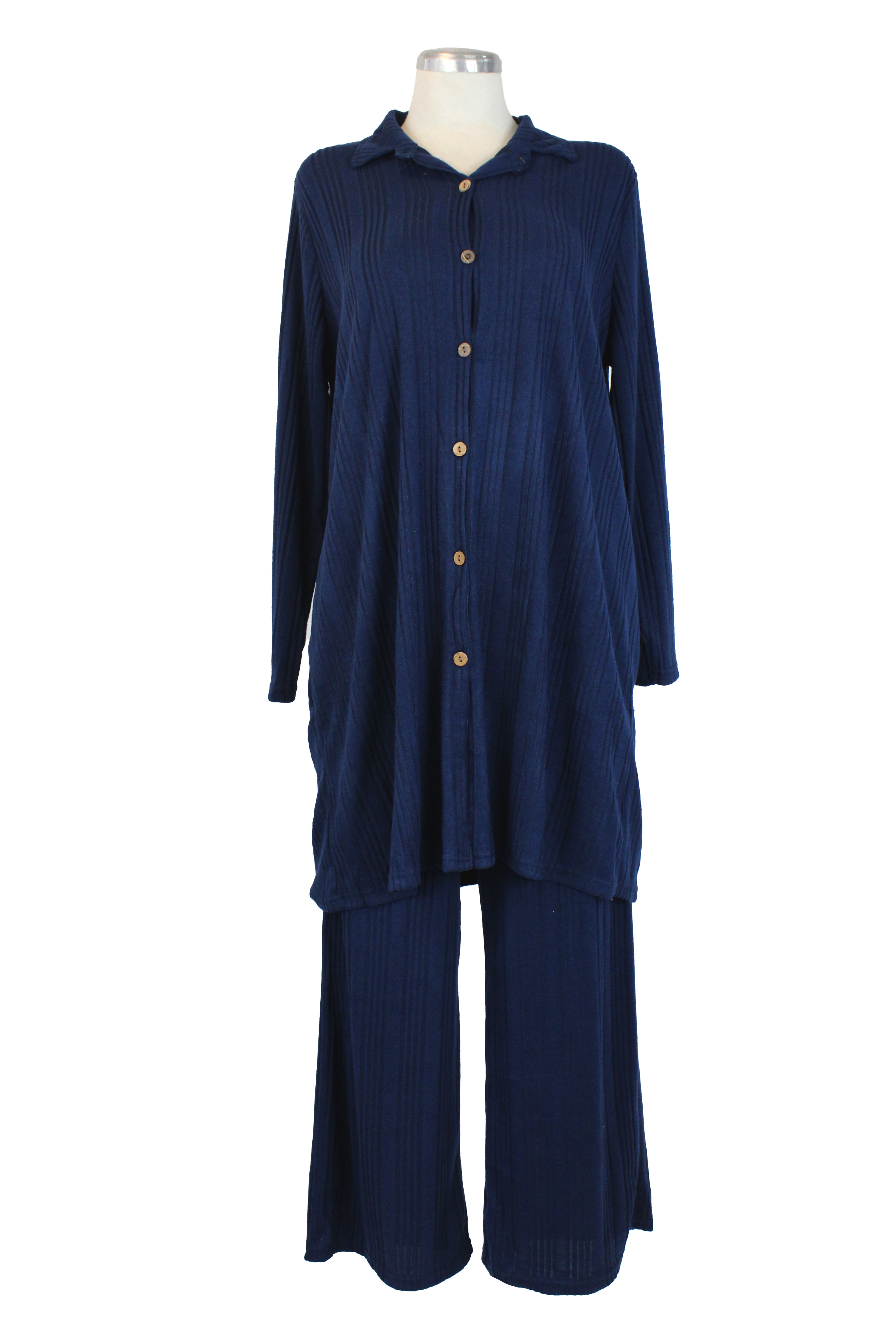 PTSET71 Conjunto Rayado Blusón con Botones