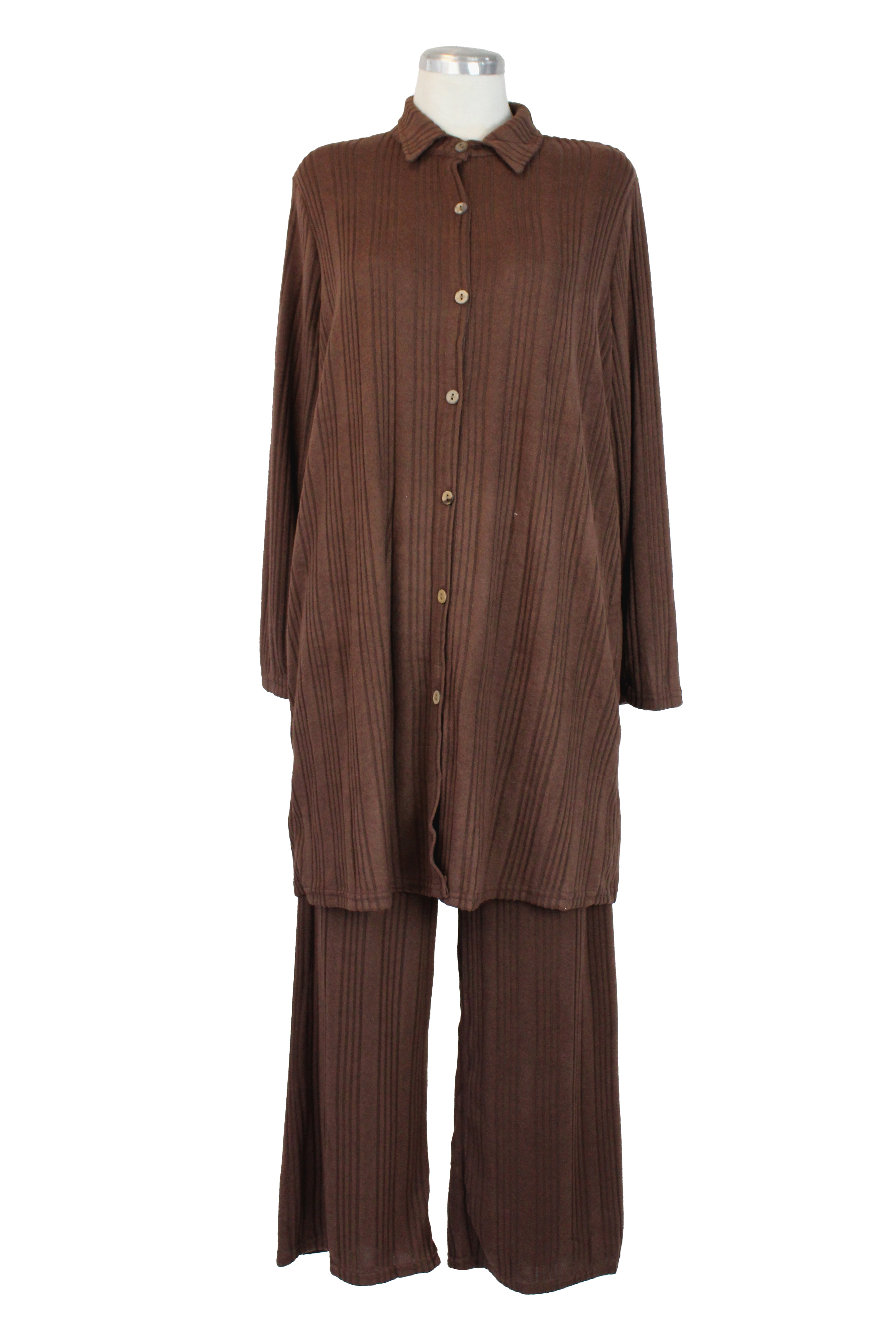 PTSET71 Conjunto Rayado Blusón con Botones