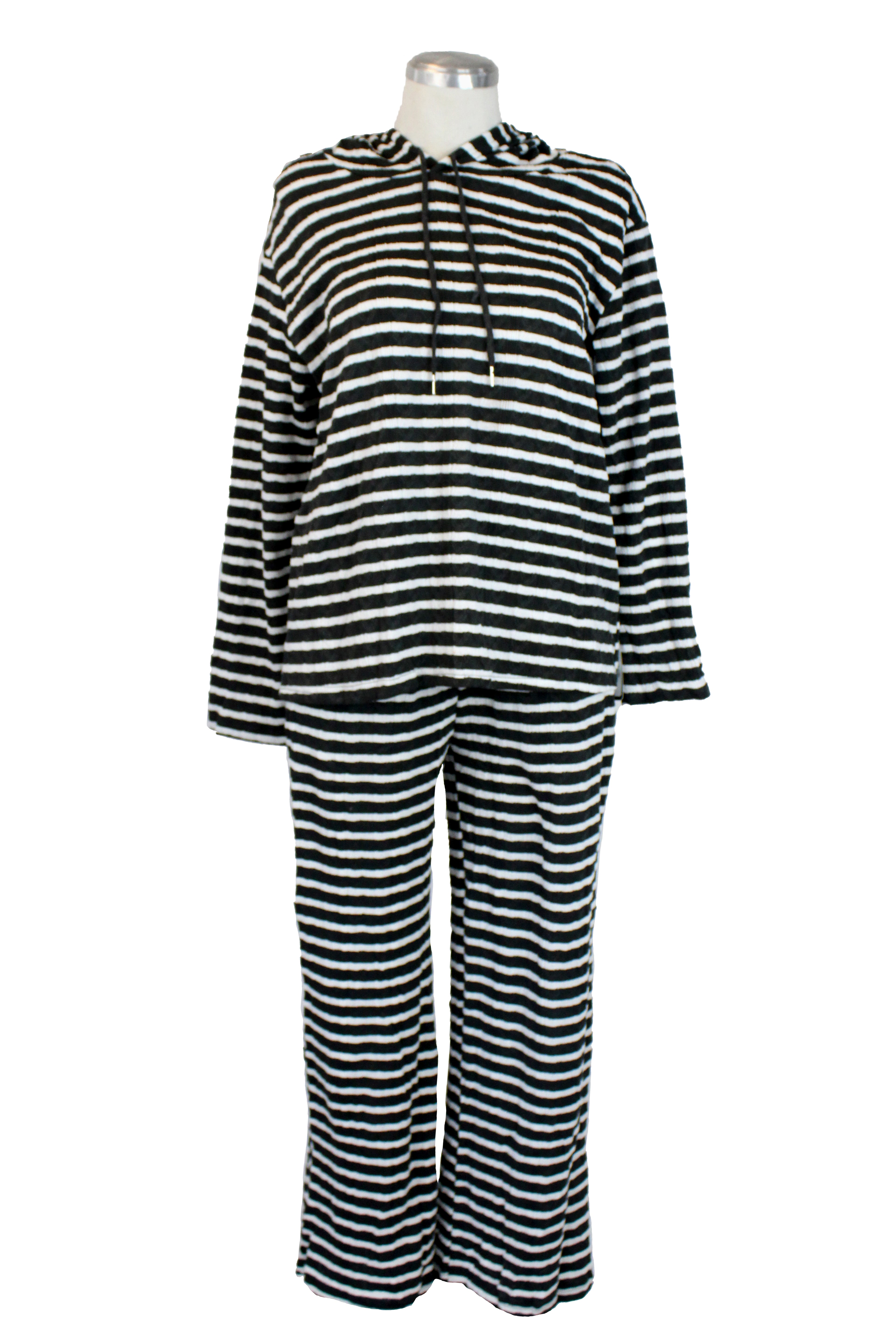 PTSET Conjunto Tela  Corrugada Rayada con Sudadera y Pantalon