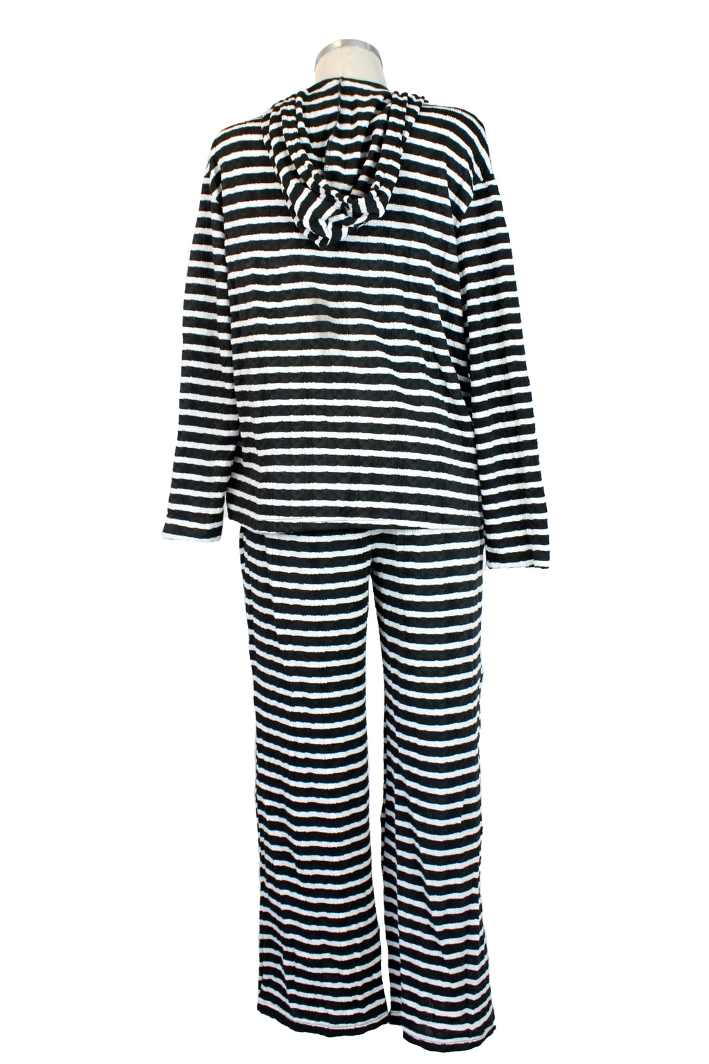 PTSET Conjunto Tela  Corrugada Rayada con Sudadera y Pantalon