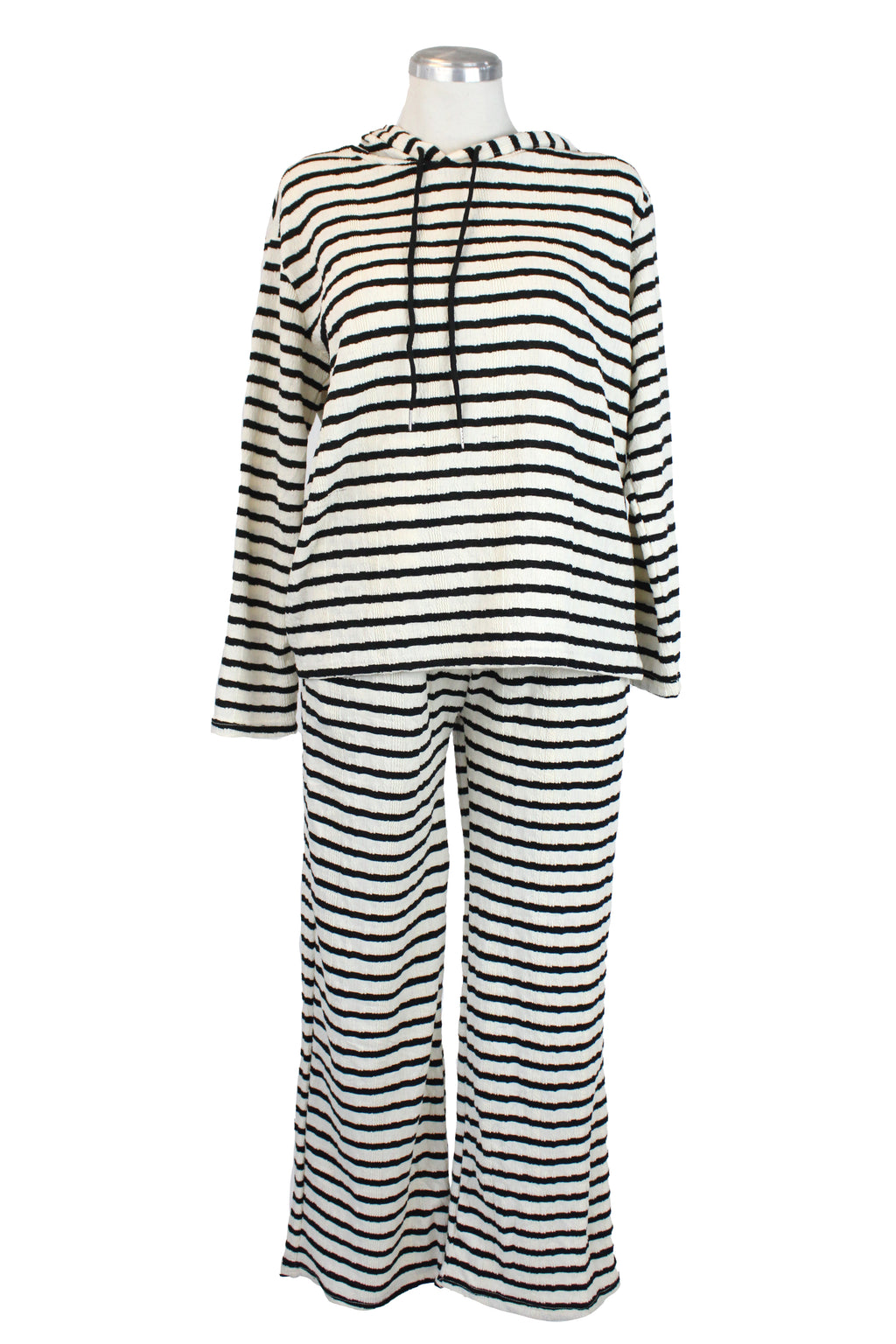 PTSET Conjunto Tela  Corrugada Rayada con Sudadera y Pantalon