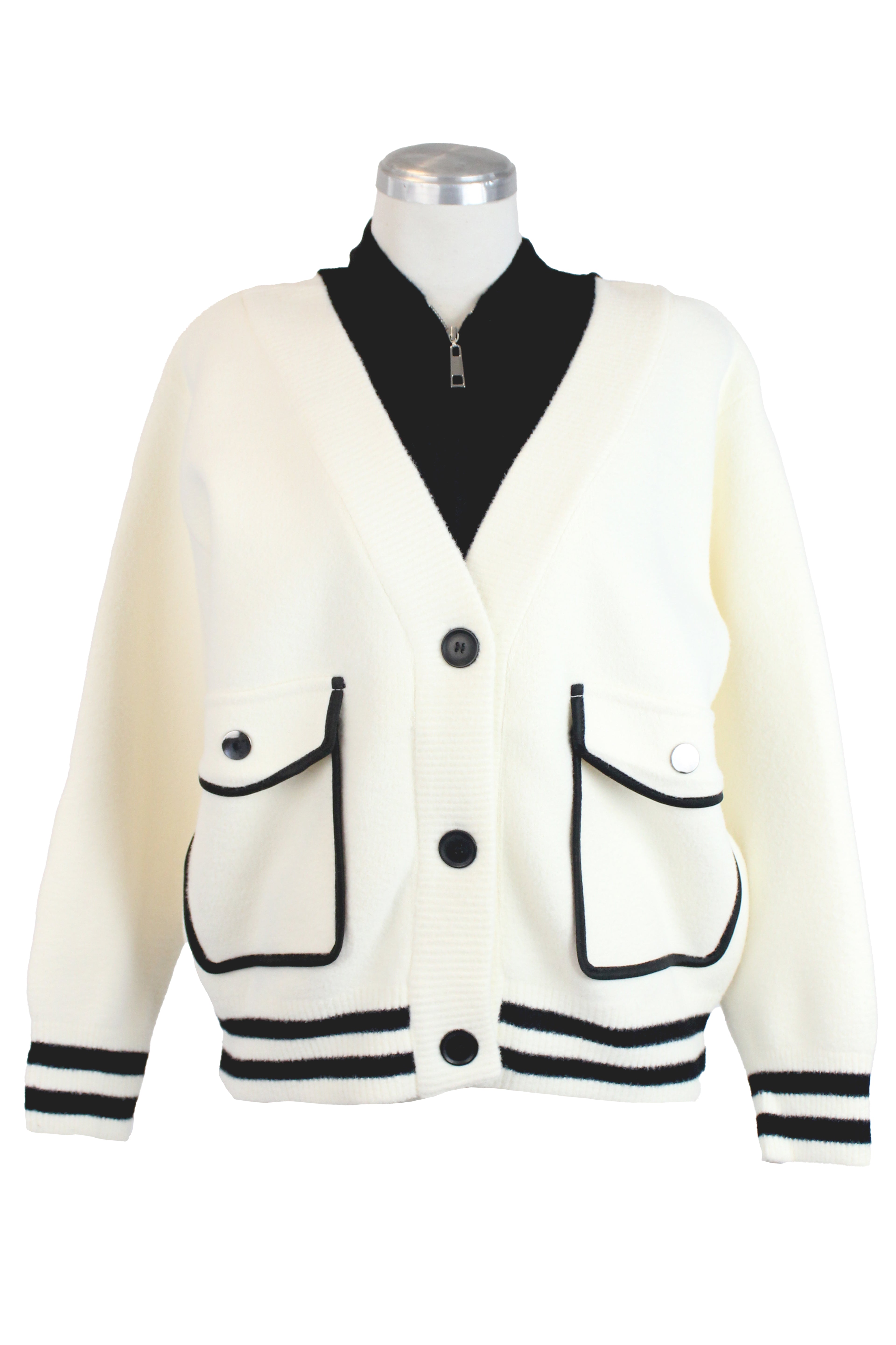 XA050 Suéter Doble con Bolsas Zipper en Cuello