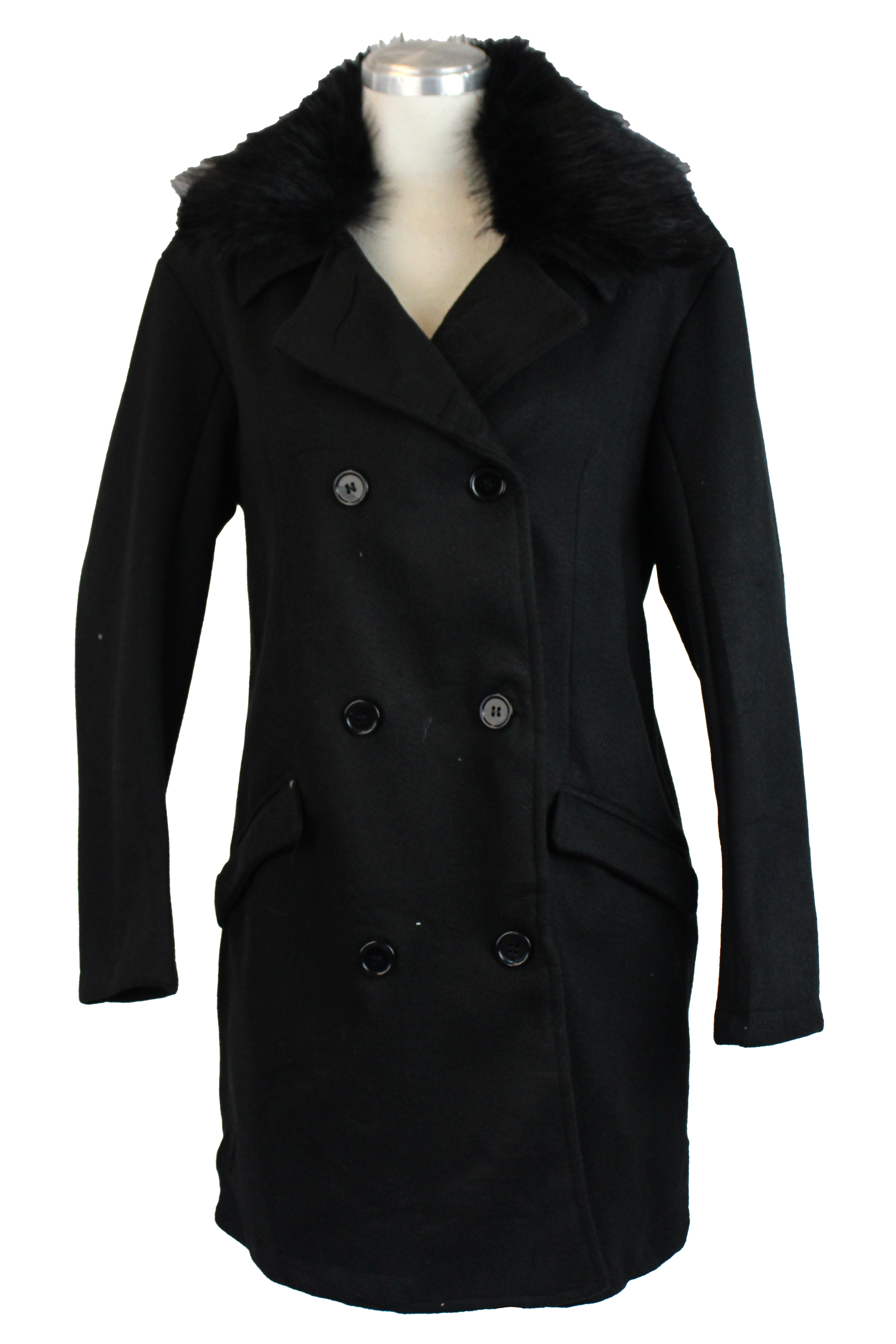 JQ- 61159 Gabardina Larga con Botones y Cuello Camisero