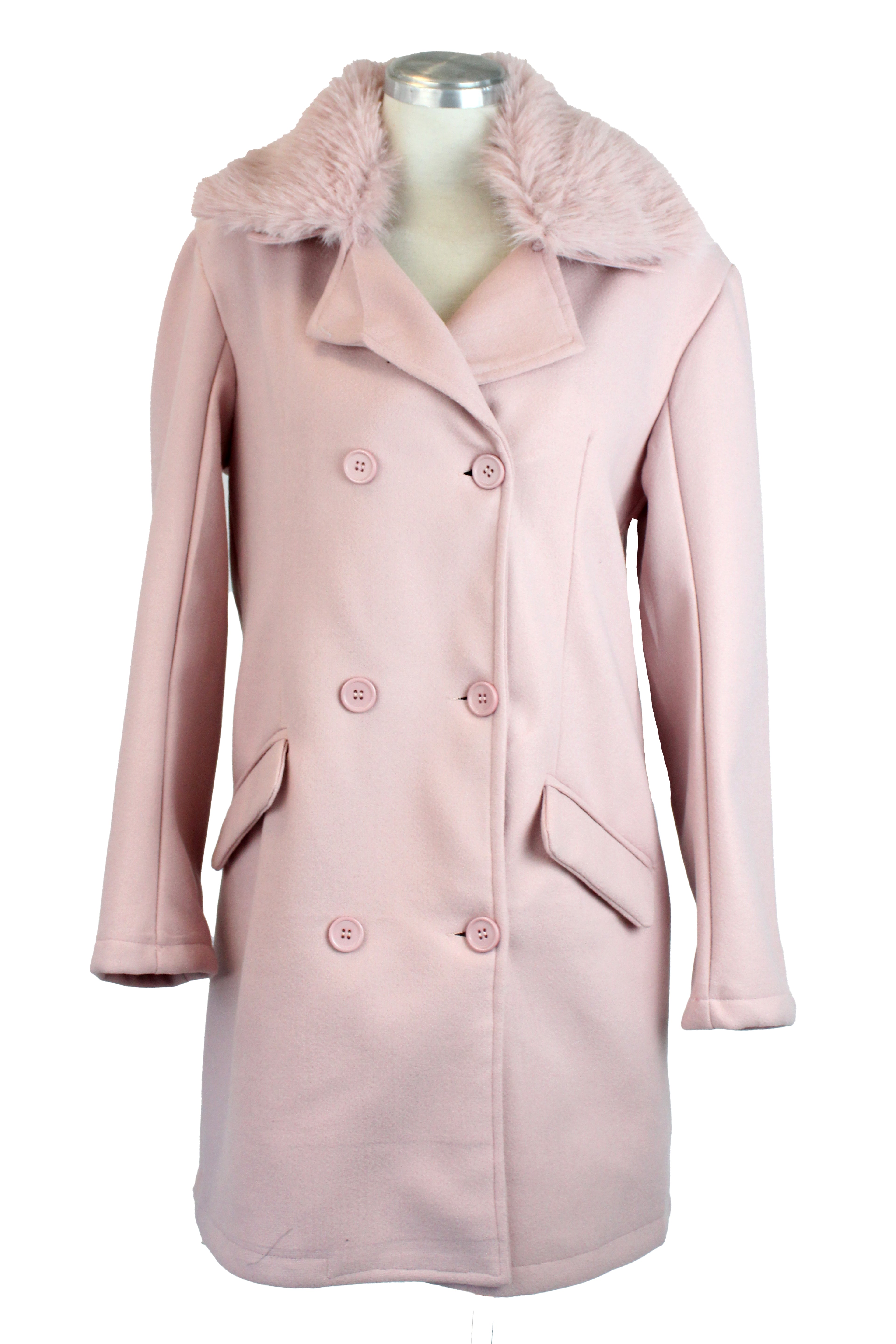 JQ- 61159 Gabardina Larga con Botones y Cuello Camisero