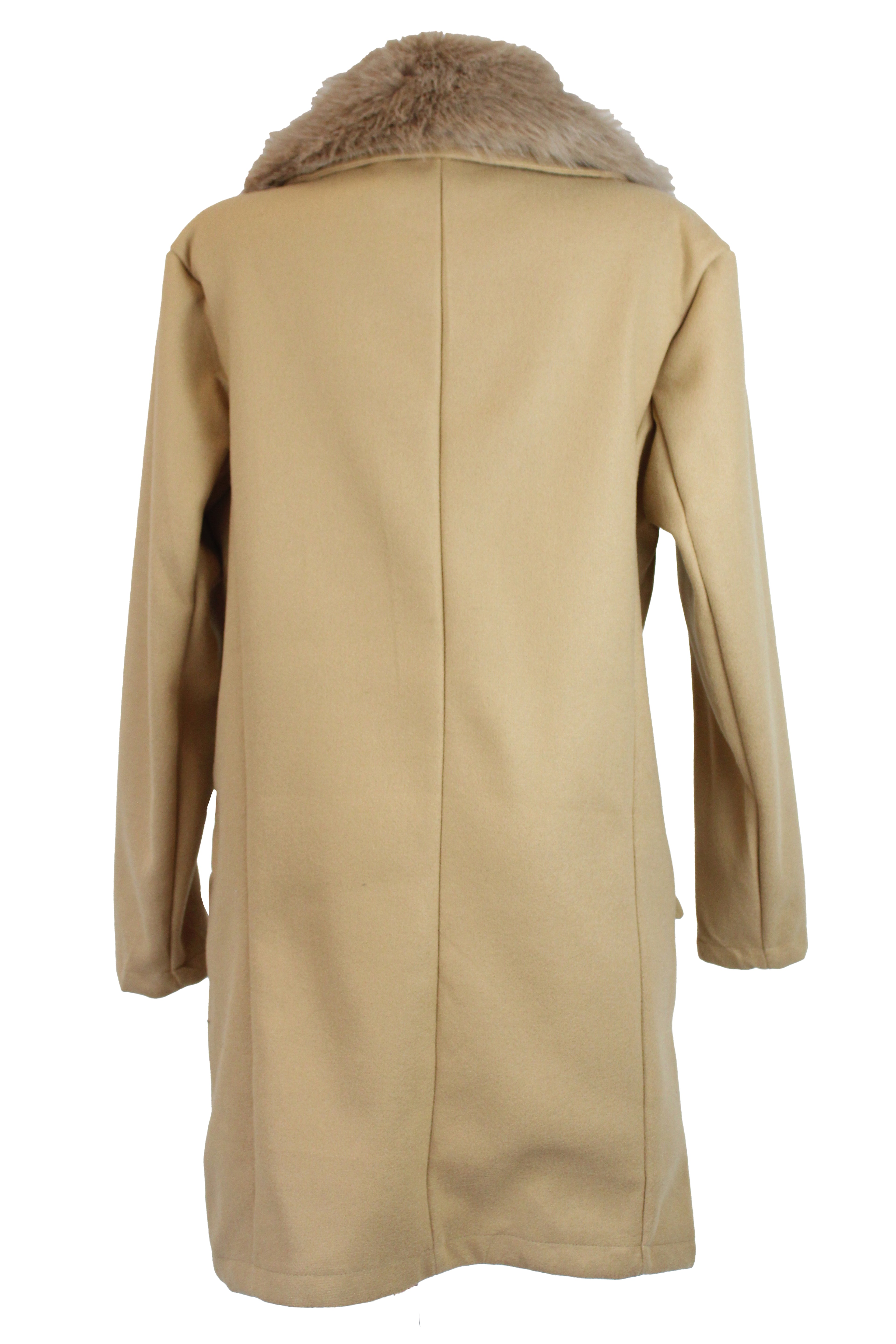 JQ- 61159 Gabardina Larga con Botones y Cuello Camisero