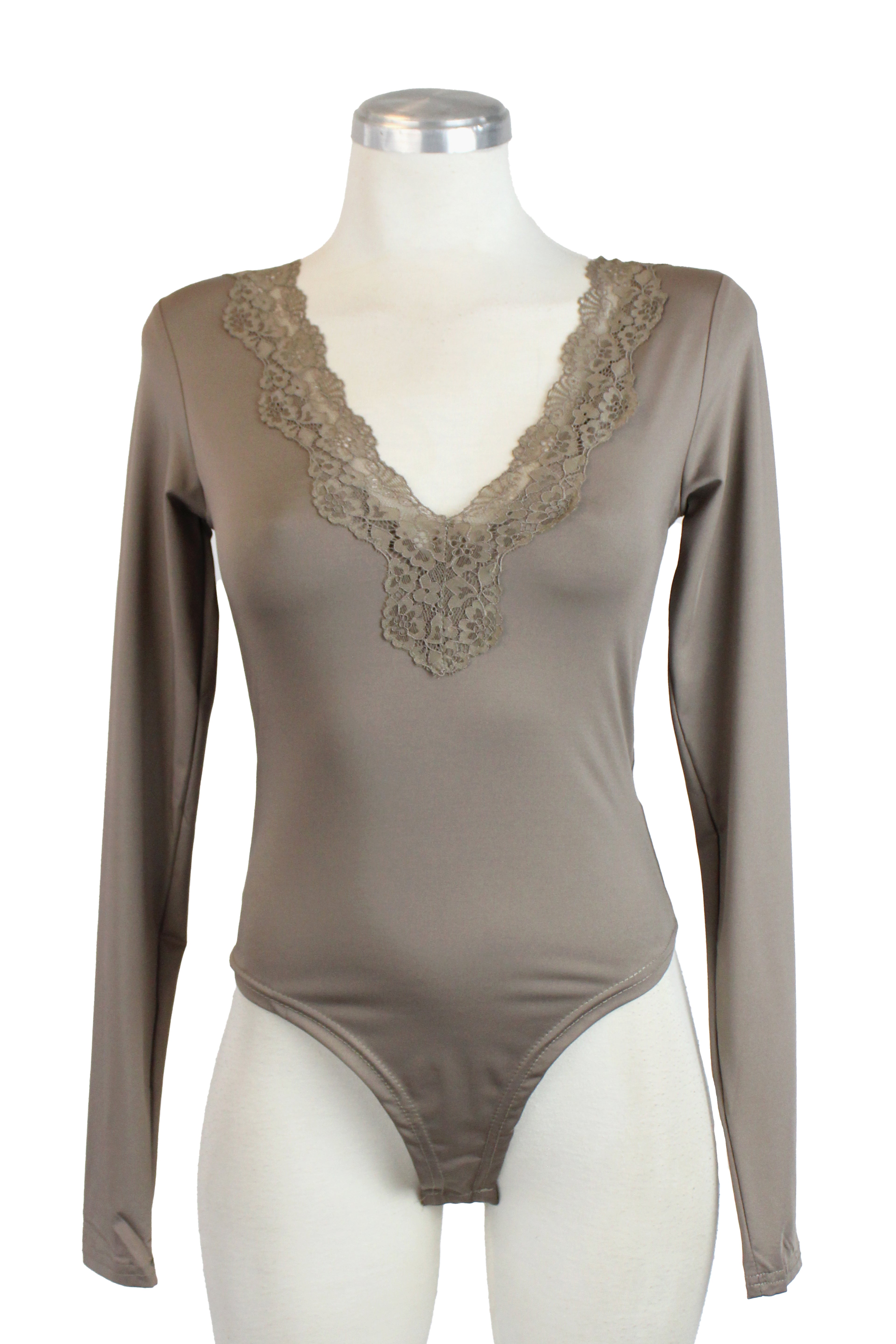 T3615 Body Tipo Licra Cuello V con Encaje