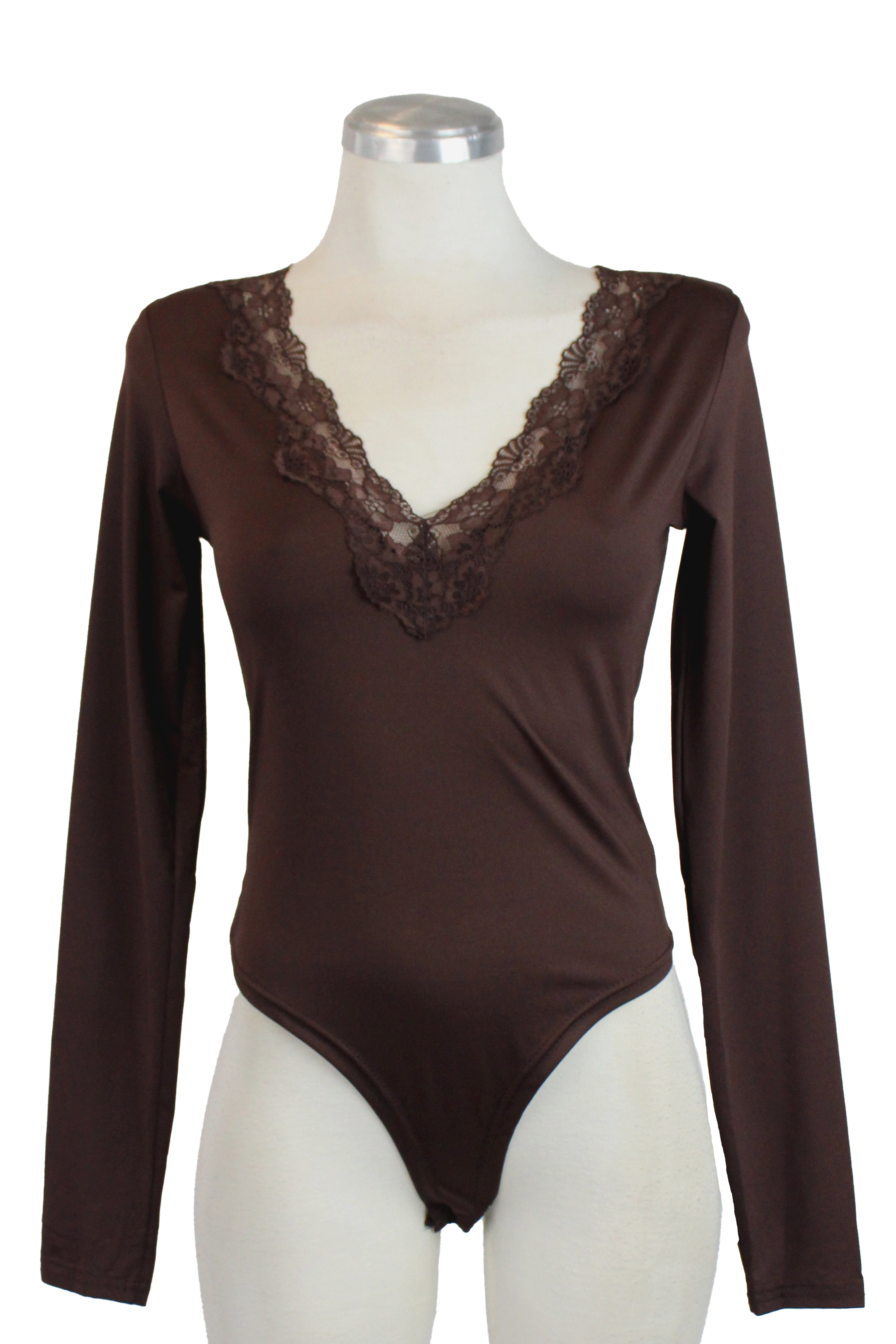 T3615 Body Tipo Licra Cuello V con Encaje