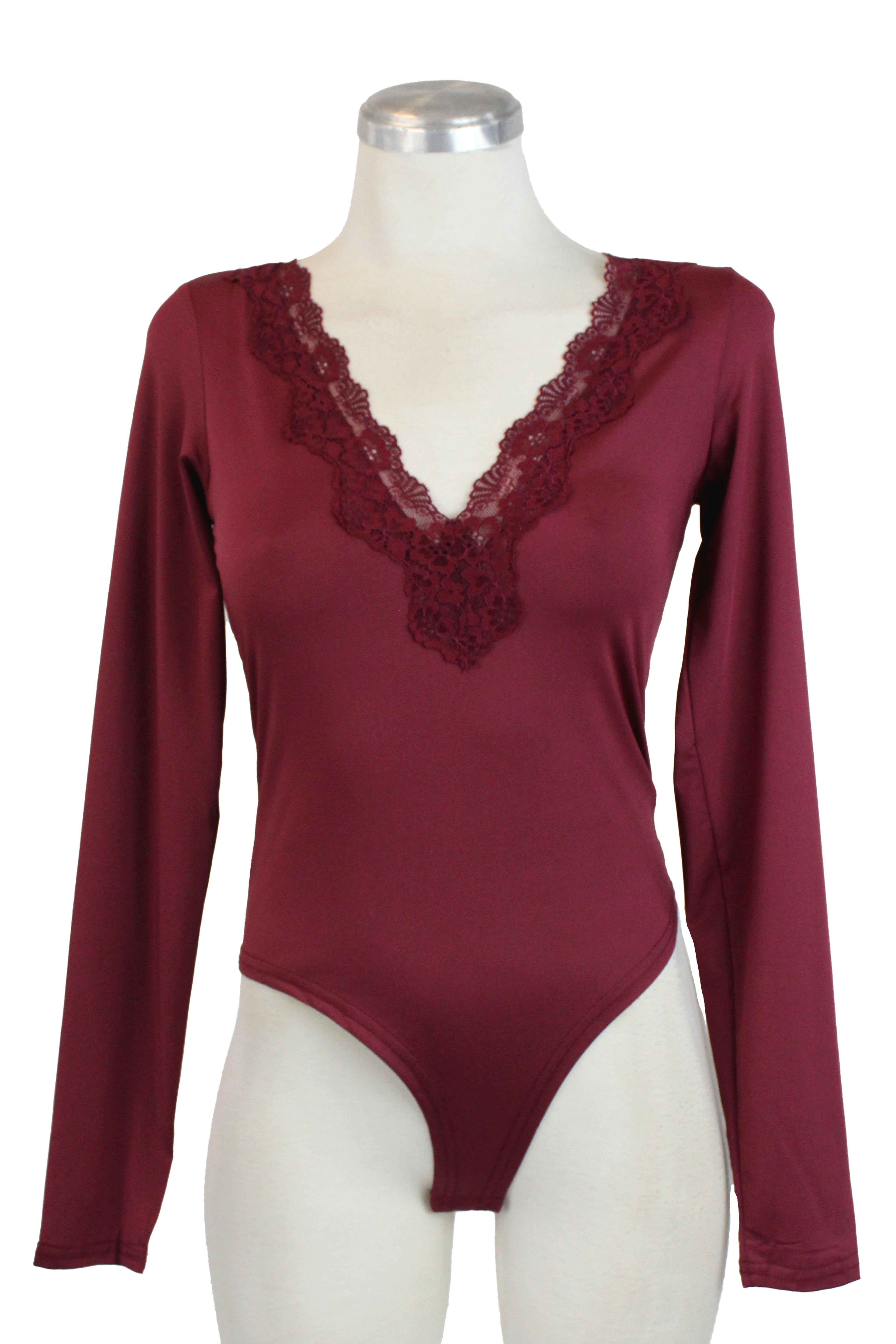 T3615 Body Tipo Licra Cuello V con Encaje