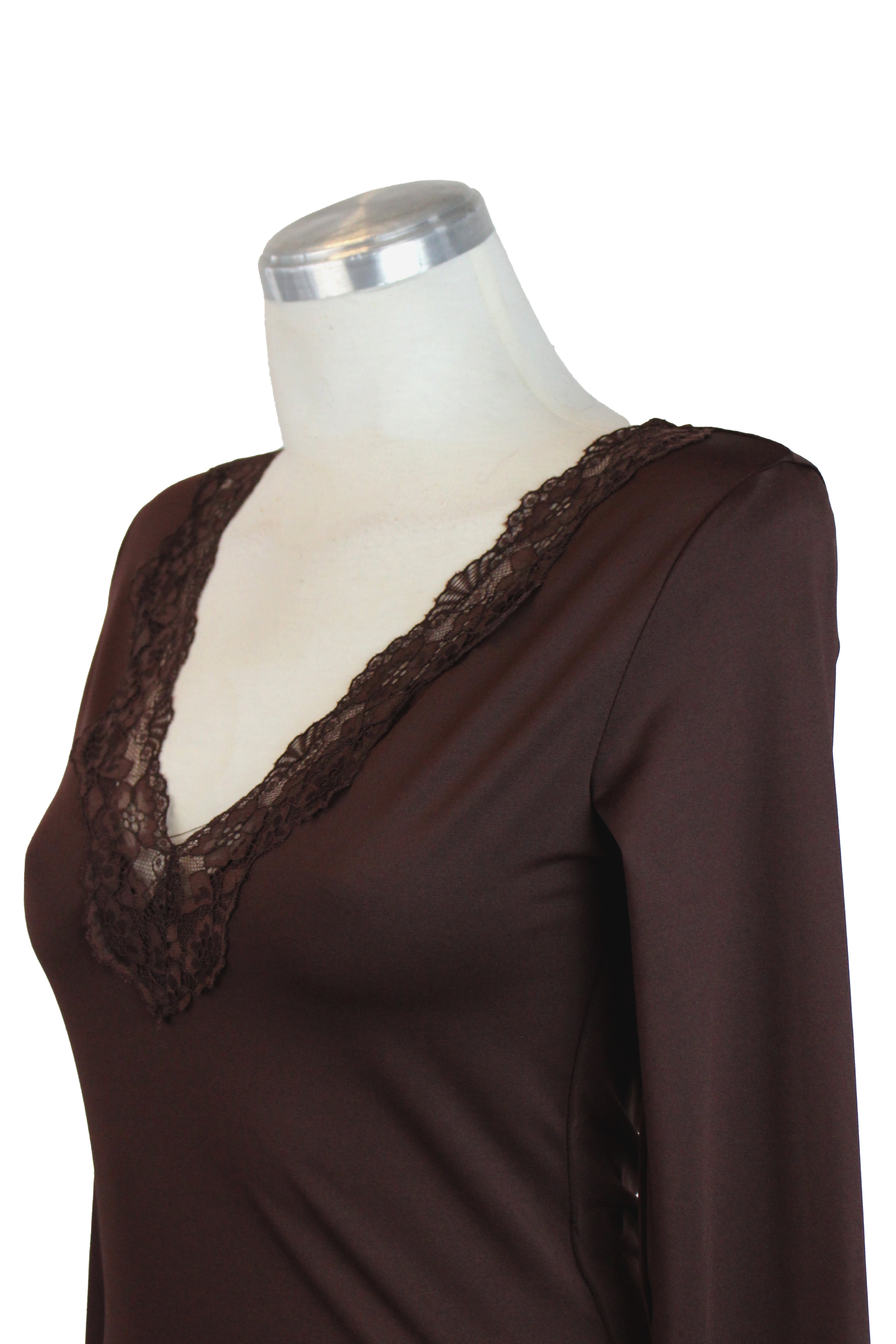 T3615 Body Tipo Licra Cuello V con Encaje