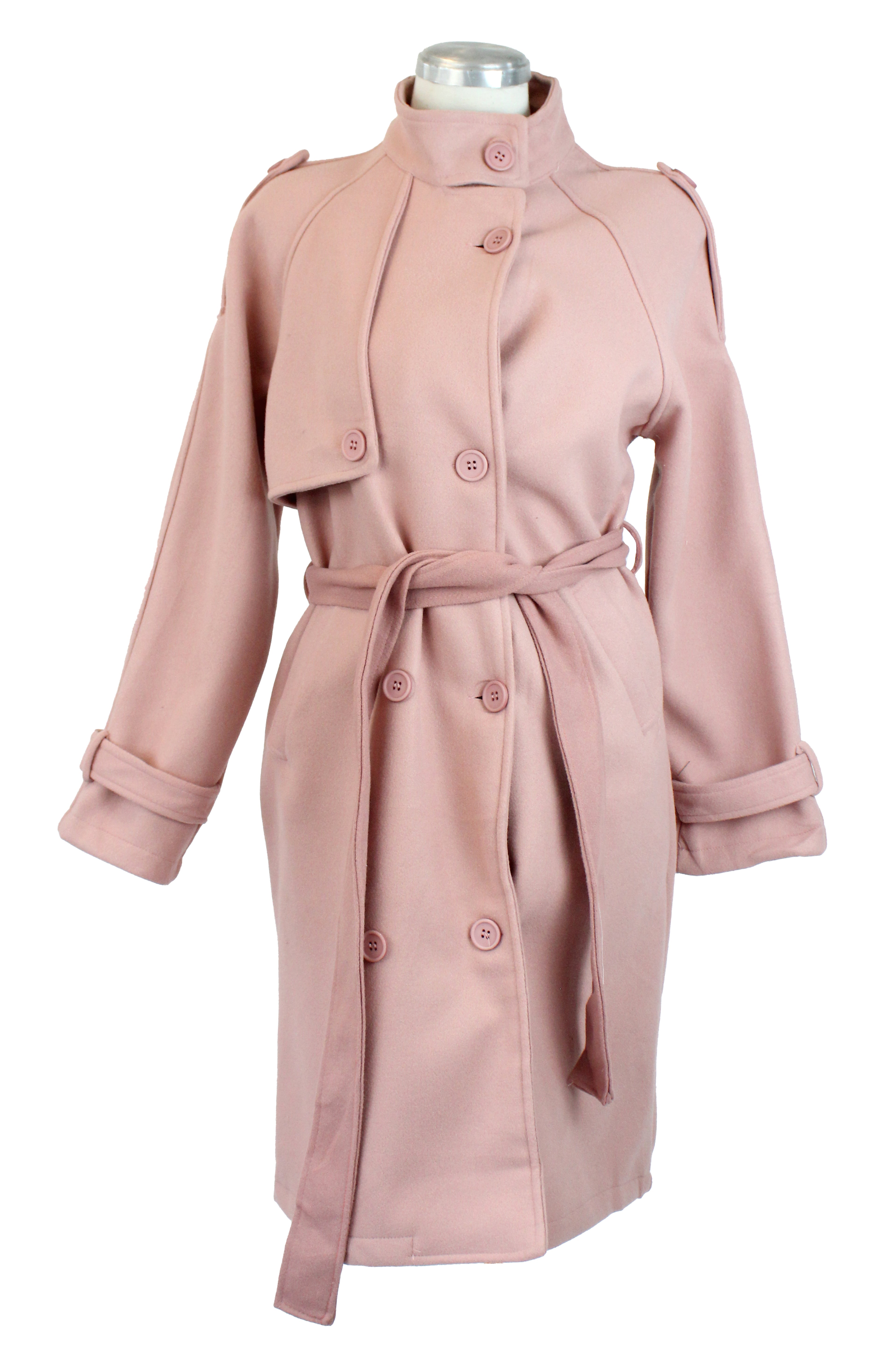 JQ-61150 Saco Largo Afelpado con Bolsos y Botones