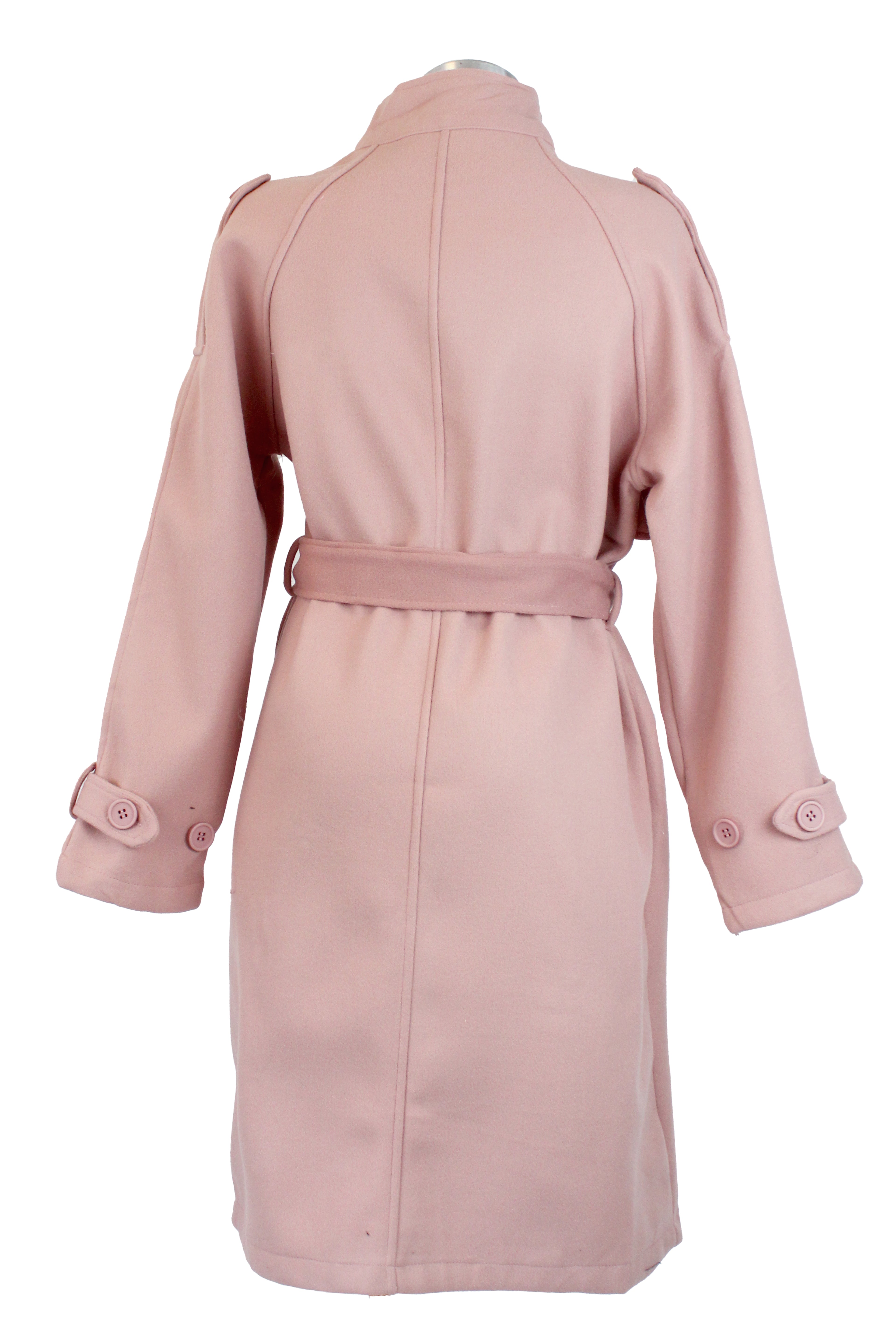 JQ-61150 Saco Largo Afelpado con Bolsos y Botones