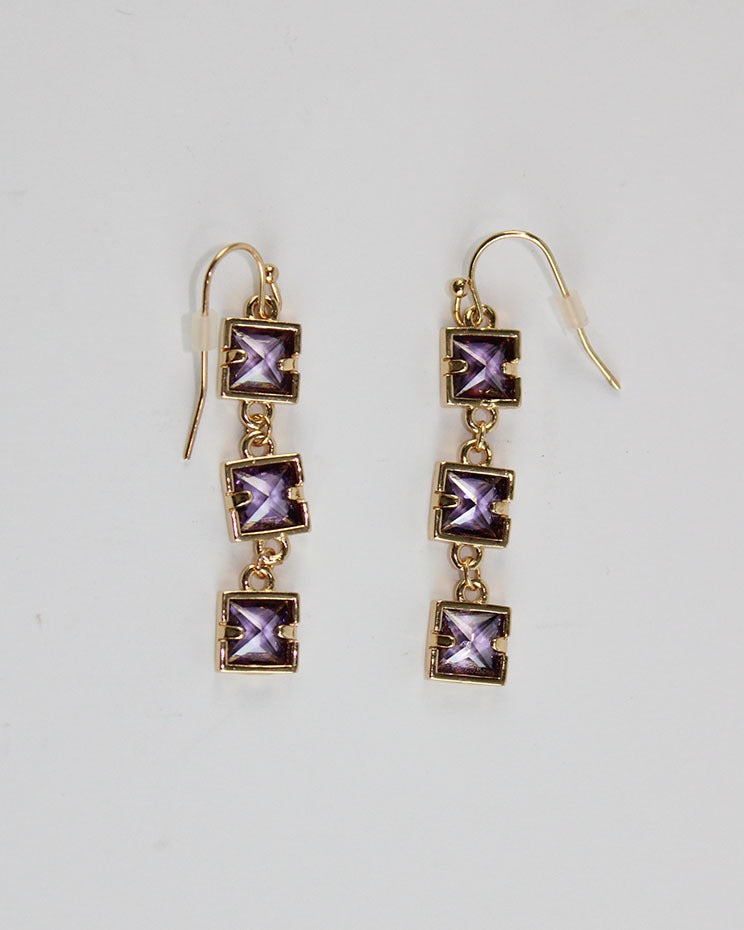121325 Arete Colgante Con Piedras Cuadradas