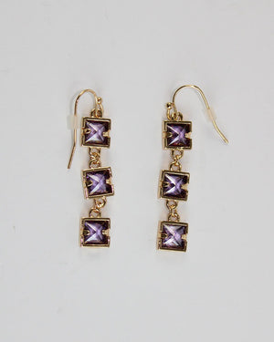 121325 Arete Colgante Con Piedras Cuadradas