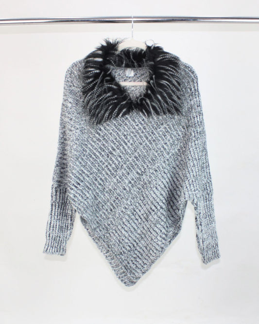 COPO DE NIEVE Sueter Tejido Corte Copo De Nieve Cuello Camisero Peluche