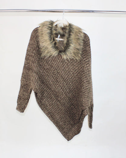 COPO DE NIEVE Sueter Tejido Corte Copo De Nieve Cuello Camisero Peluche