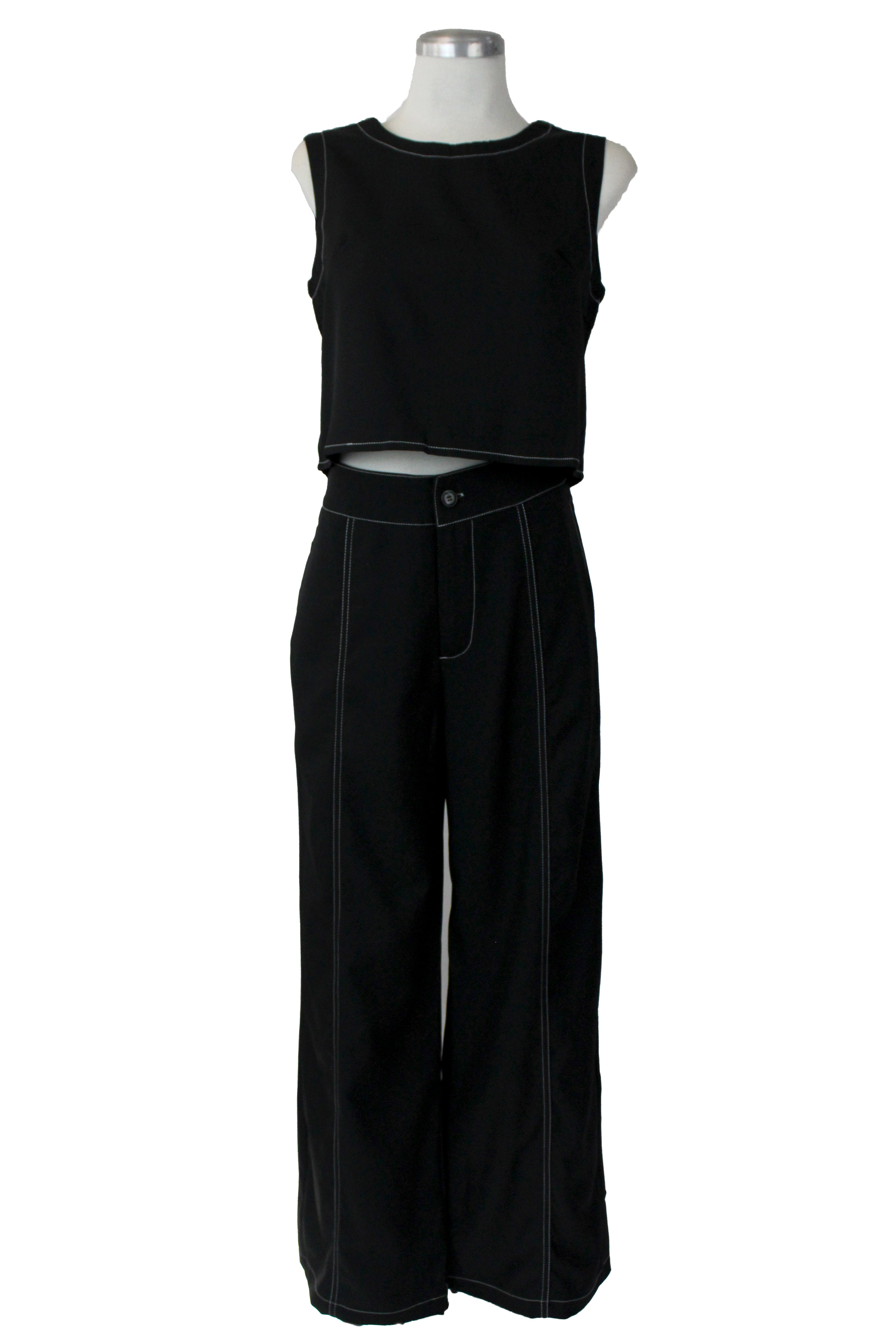 YY2330 Conjunto Costura en Bordes Blusa sin Mangas