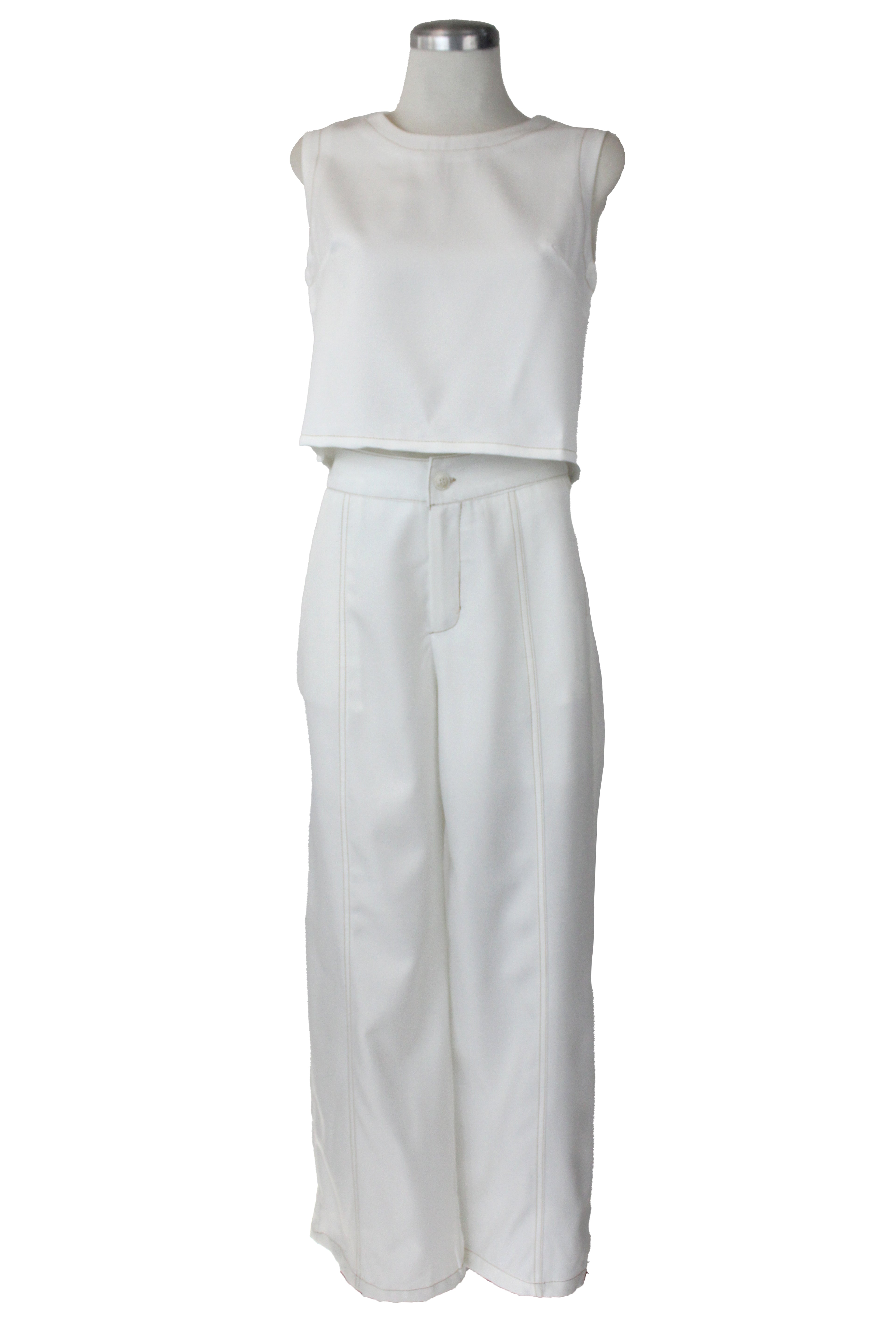 YY2330 Conjunto Costura en Bordes Blusa sin Mangas