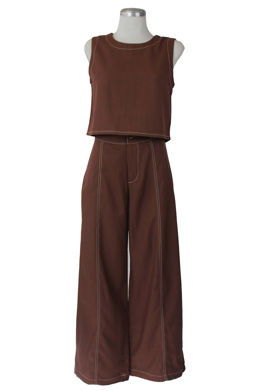 YY2330 Conjunto Costura en Bordes Blusa sin Mangas