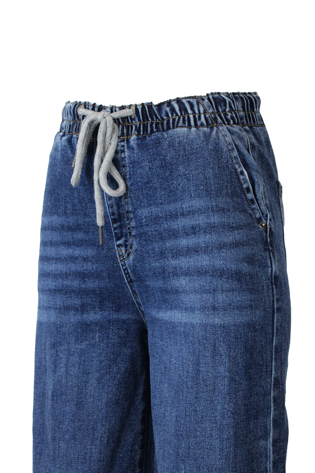 BQ2036 Pantalón de Mezclilla Recto con Elástico