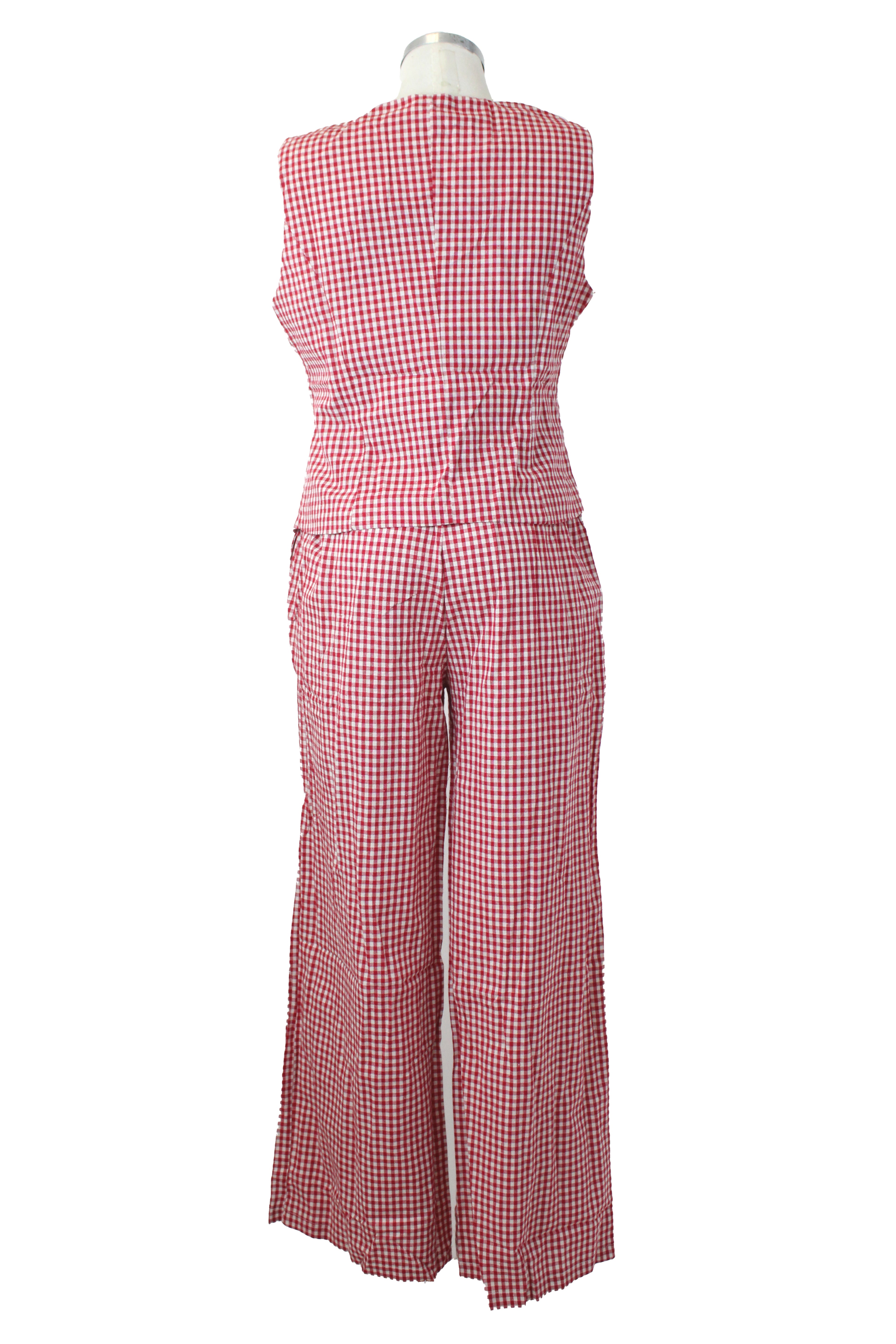 YS1068 Conjunto a Cuadros Chaleco con Botones Marmoleados