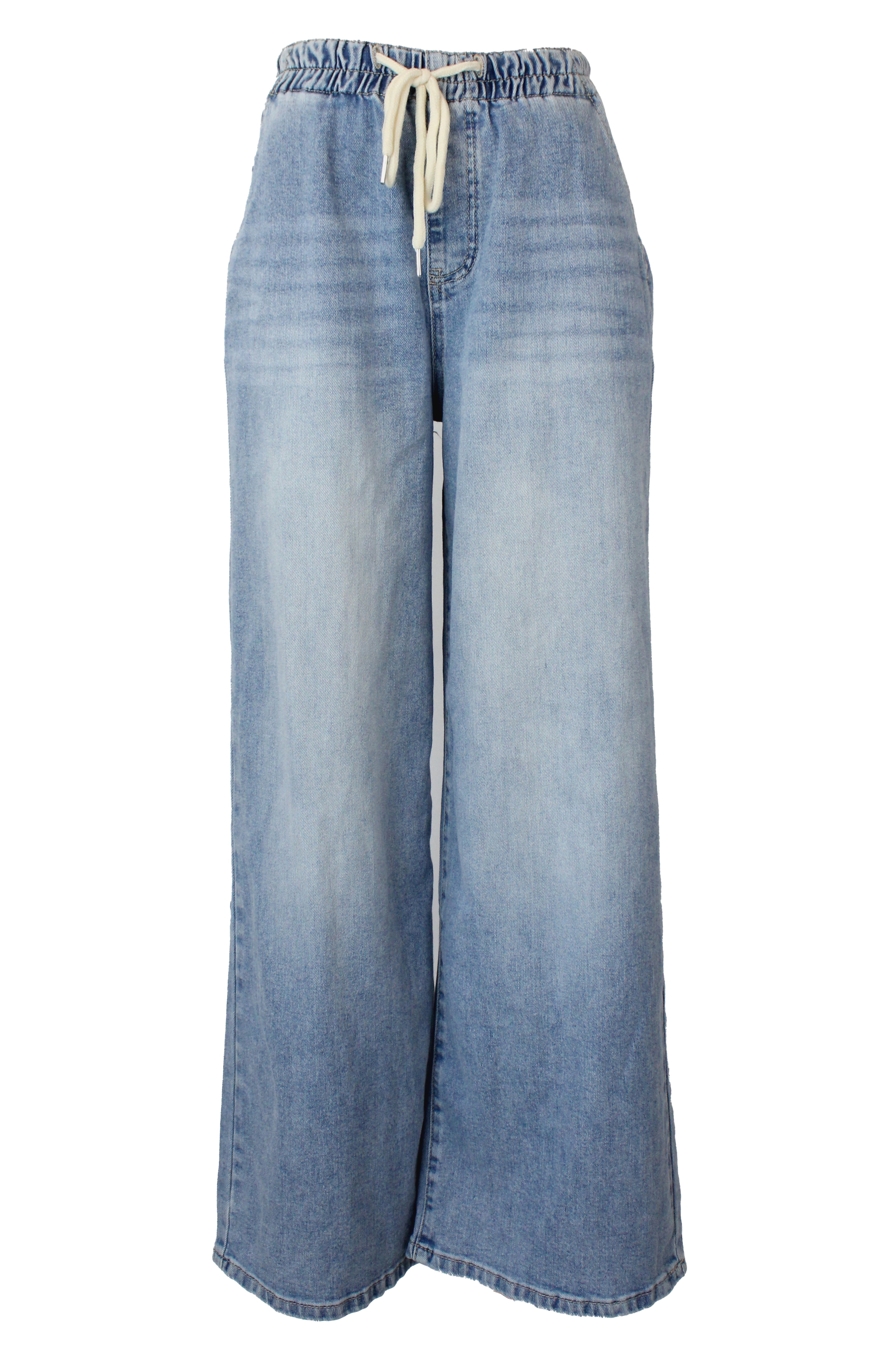 BQ2036 Pantalón de Mezclilla Recto con Elástico