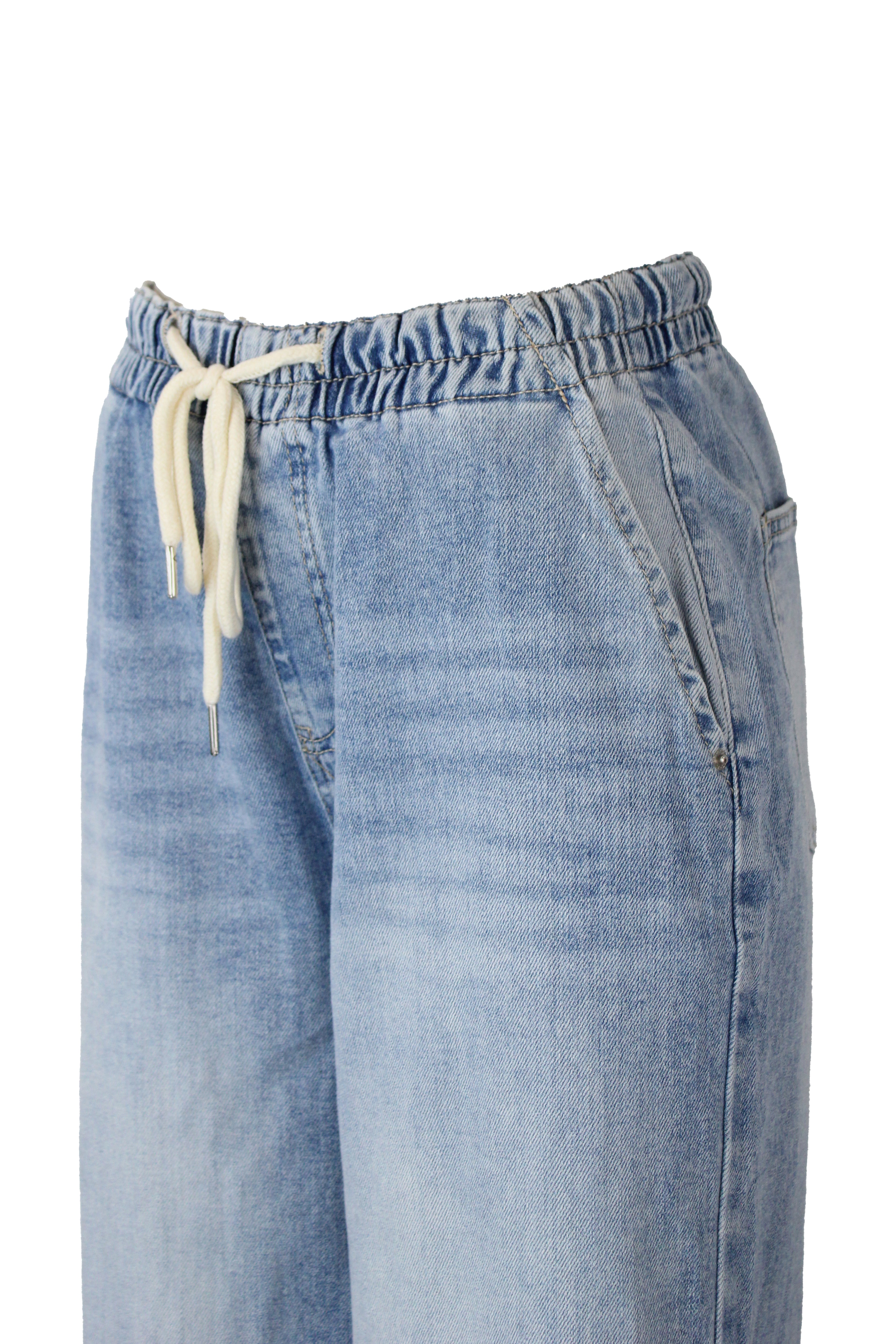 BQ2036 Pantalón de Mezclilla Recto con Elástico