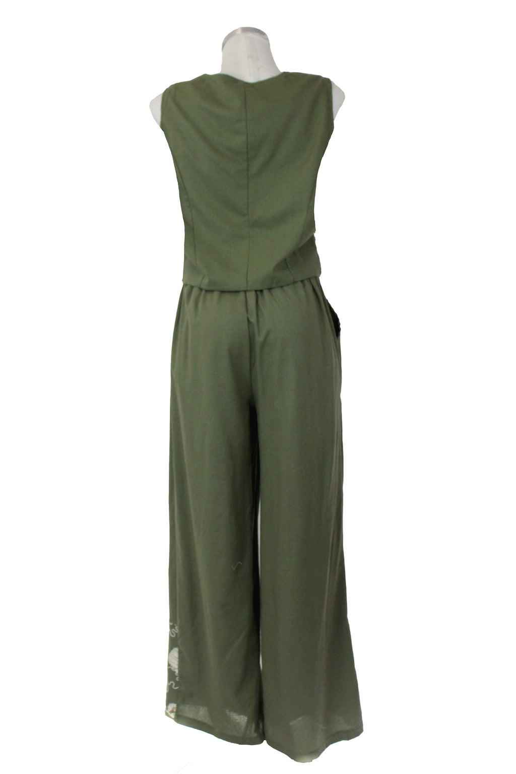 YS243 Conjunto Bordado de Hojas con Lentejuelas Chaleco Botones