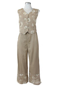 YS243 Conjunto Bordado de Hojas con Lentejuelas Chaleco Botones