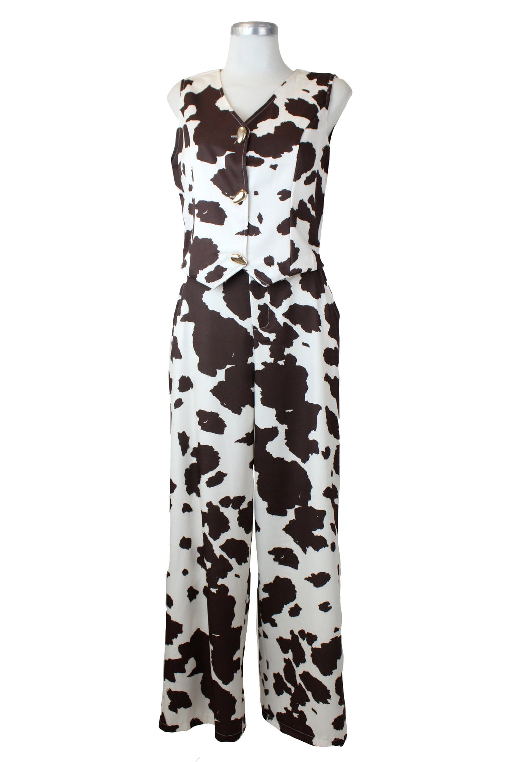 YS1011 Conjunto Diseño Vaca Chaleco Botones Irrugalres