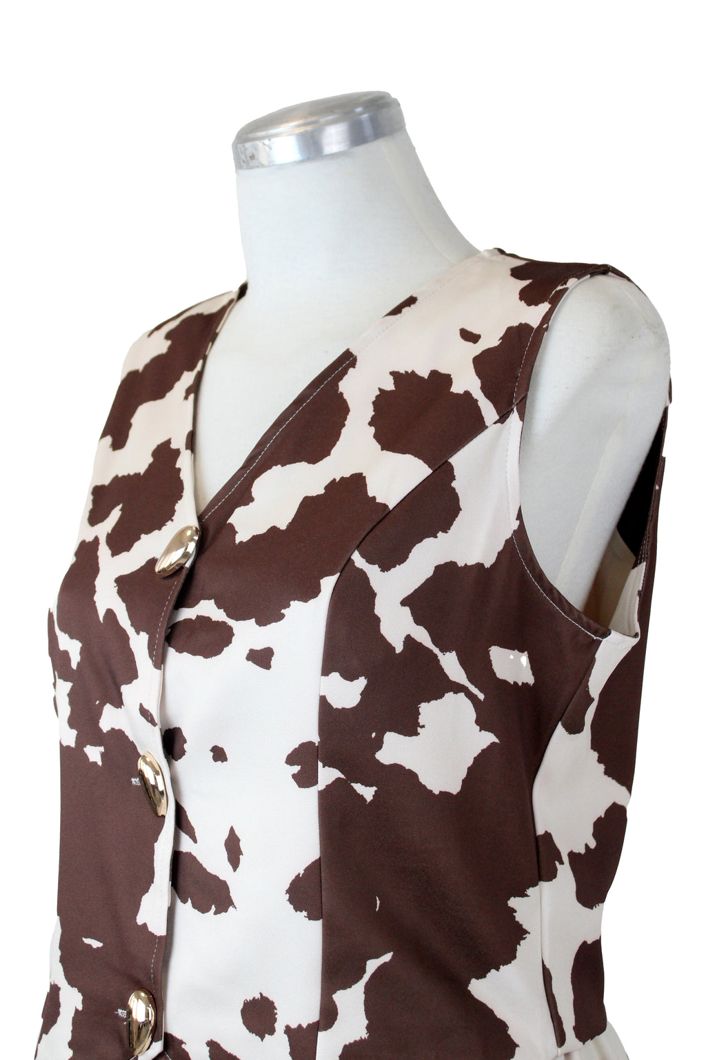 YS1011 Conjunto Diseño Vaca Chaleco Botones Irrugalres