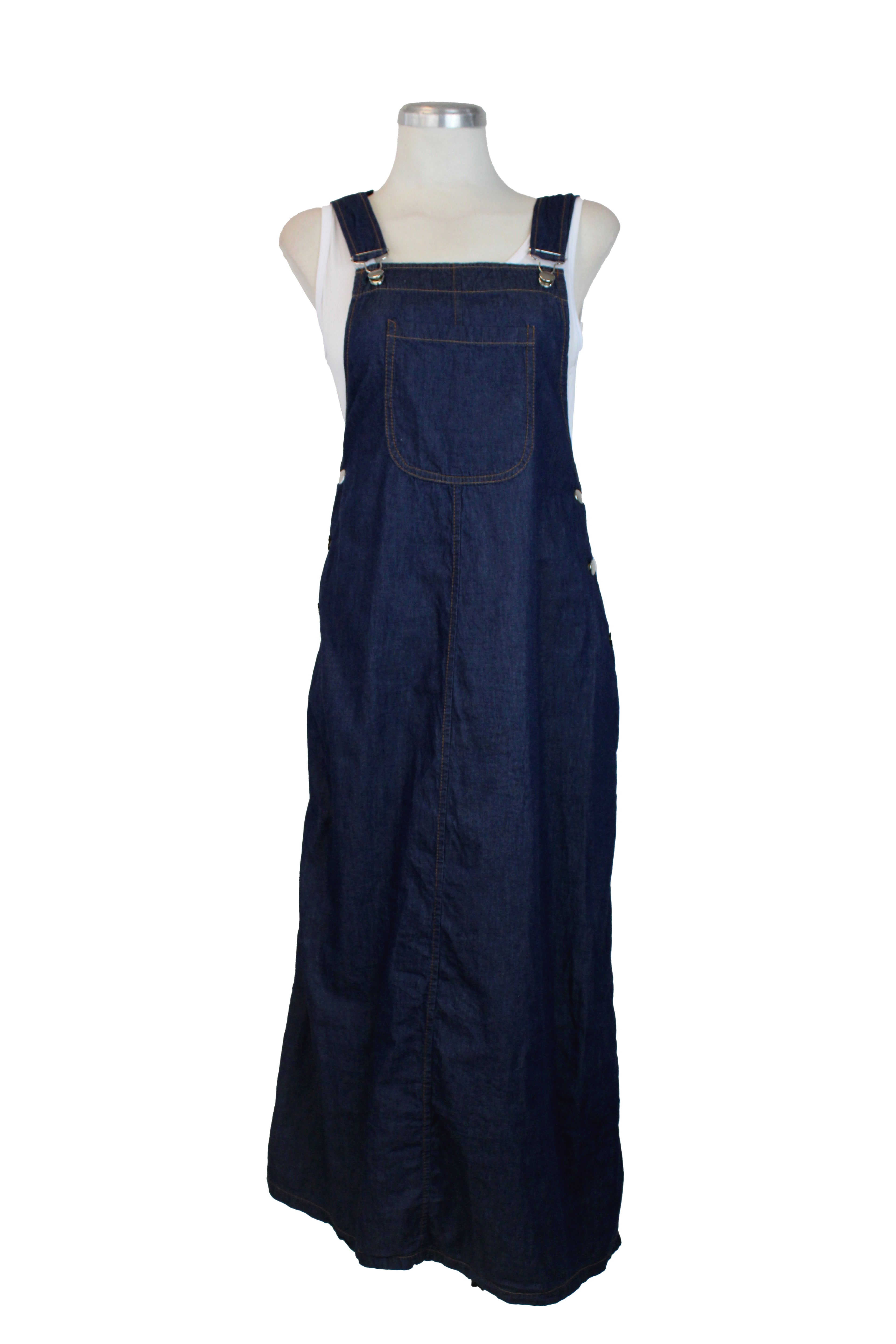 SMR26 Overol Tipo Vestido con Bolsa y Botones Laterales Blusa Básica