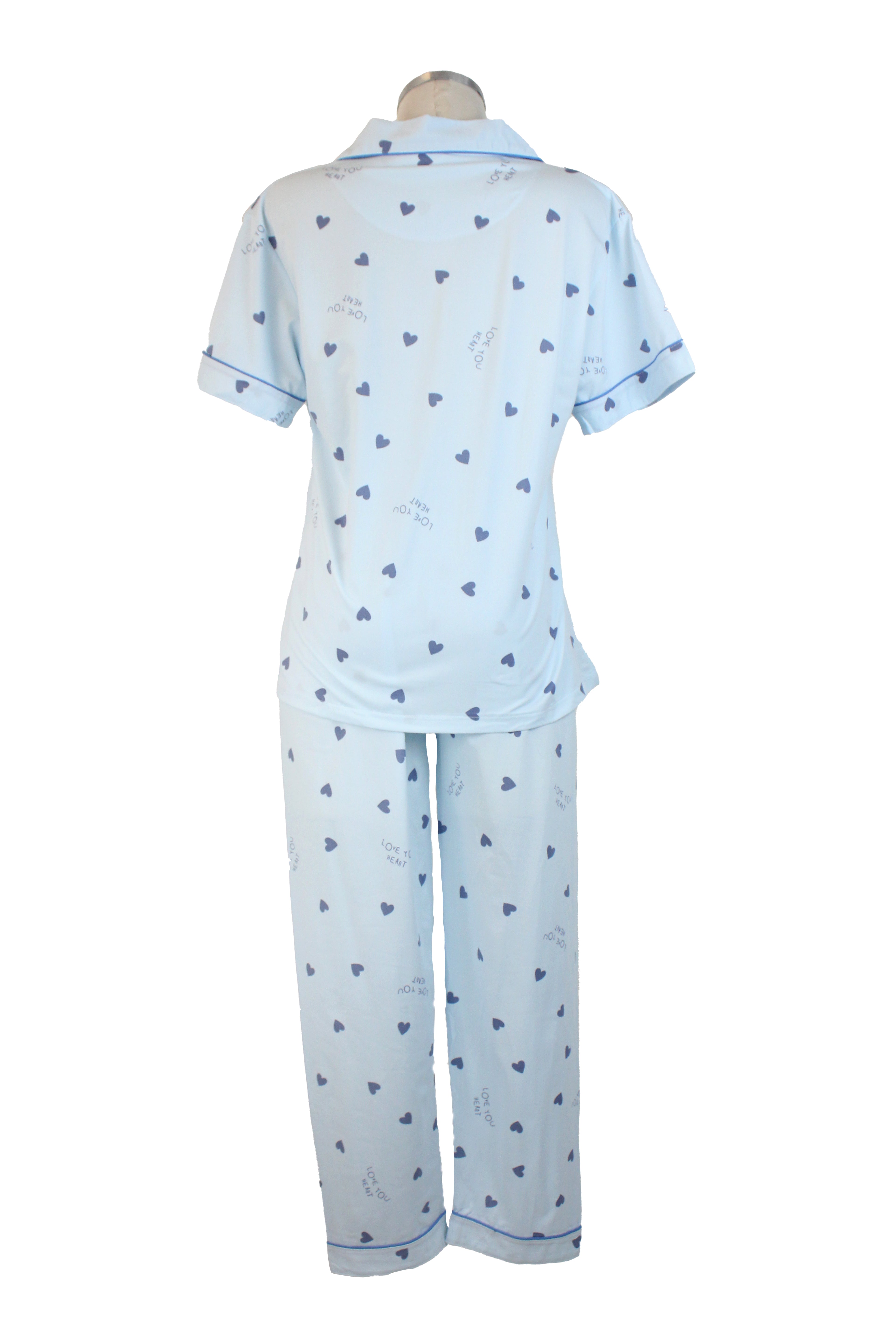 66012 Pijamada Pantalón y Camisa Diseño Corazones Azules