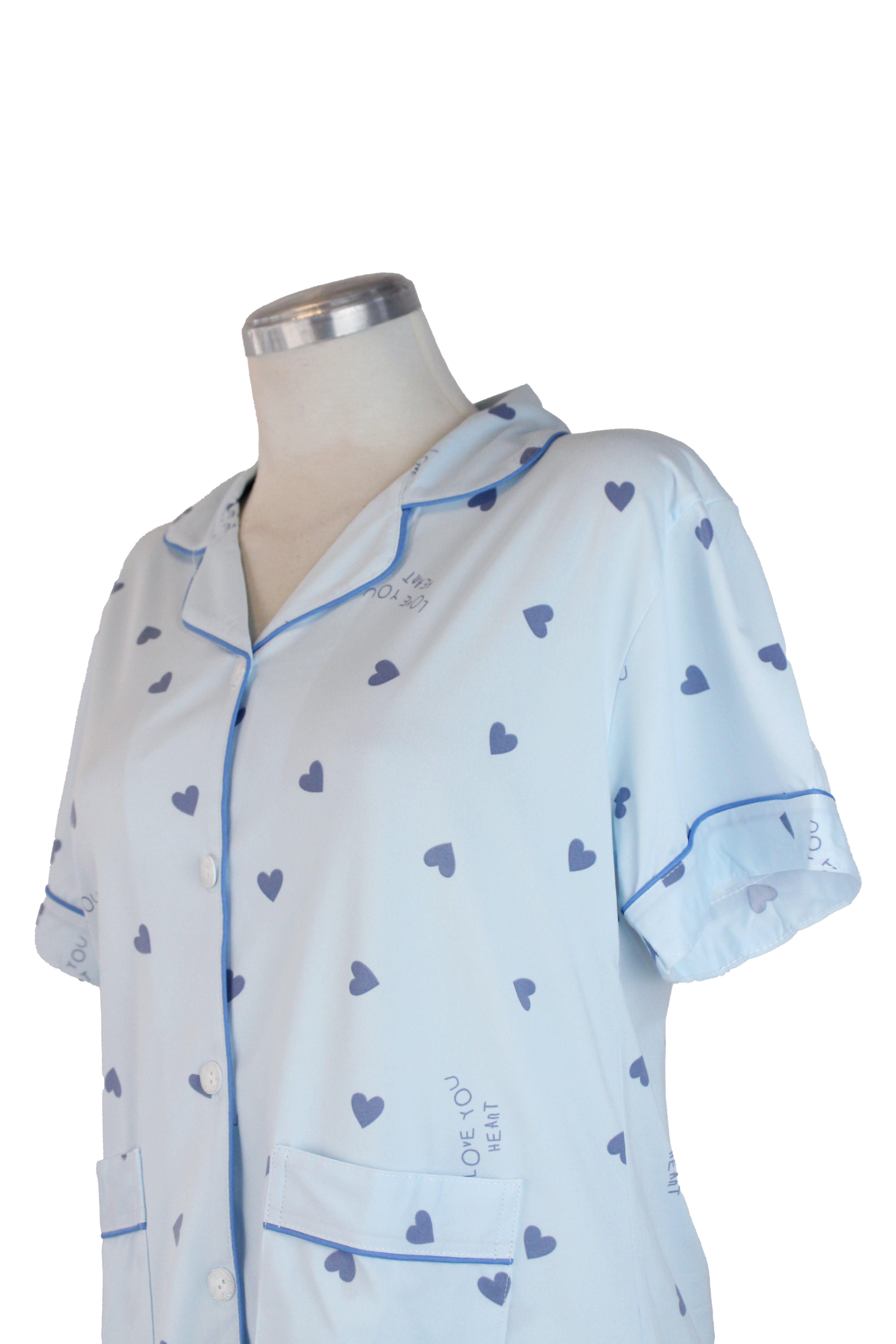 66012 Pijamada Pantalón y Camisa Diseño Corazones Azules