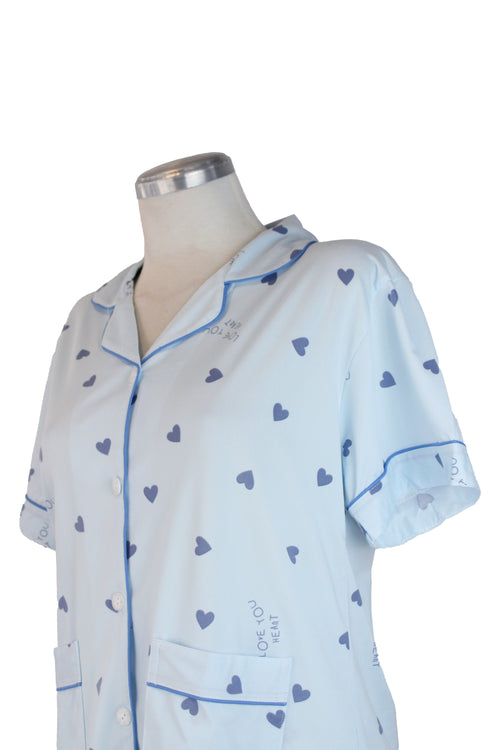 66012 Pijamada Pantalón y Camisa Diseño Corazones Azules