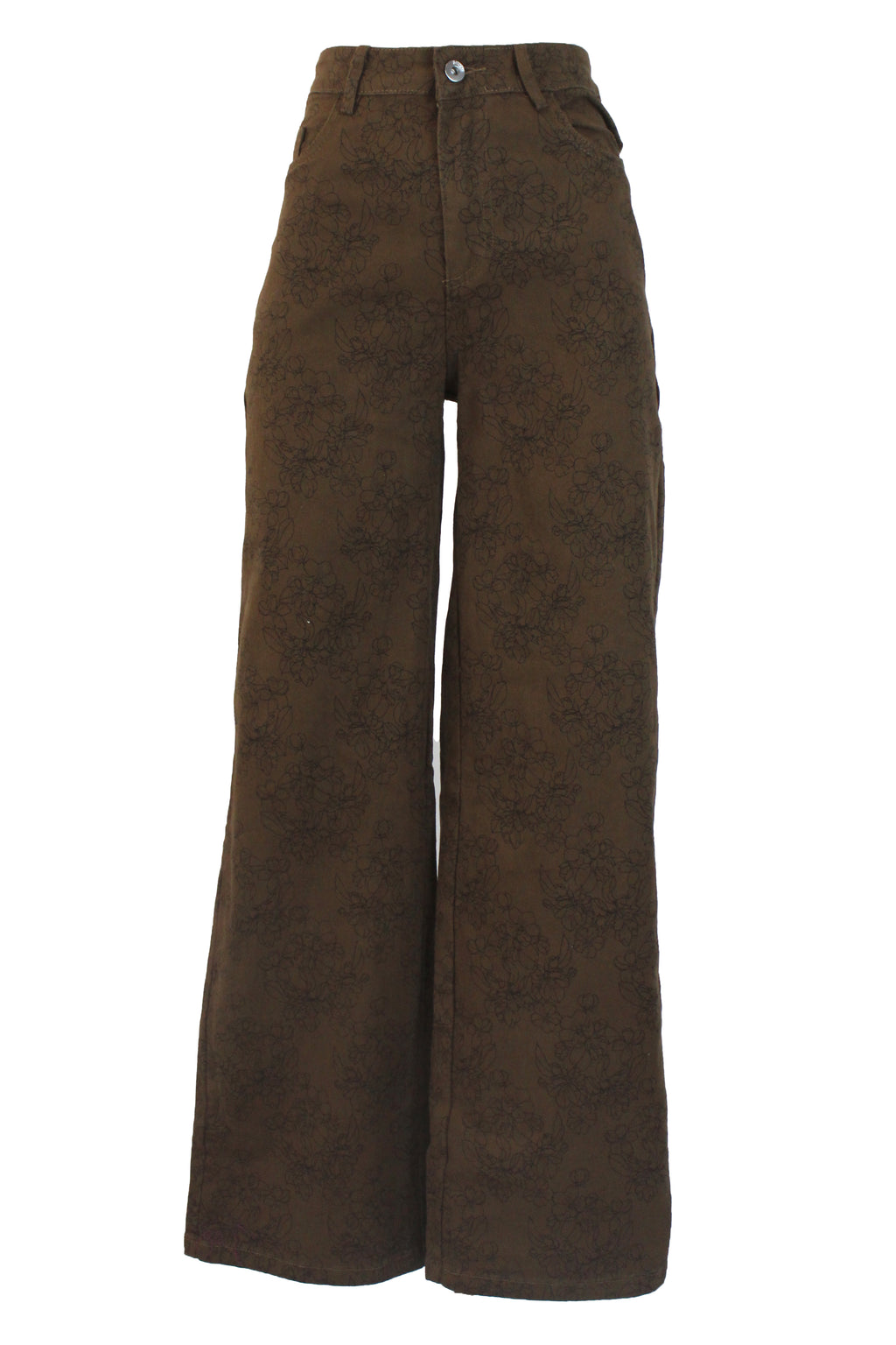 PS1001 Pantalón Recto Estampado Flores