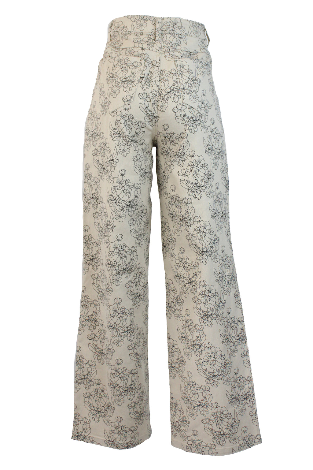 PS1001 Pantalón Recto Estampado Flores