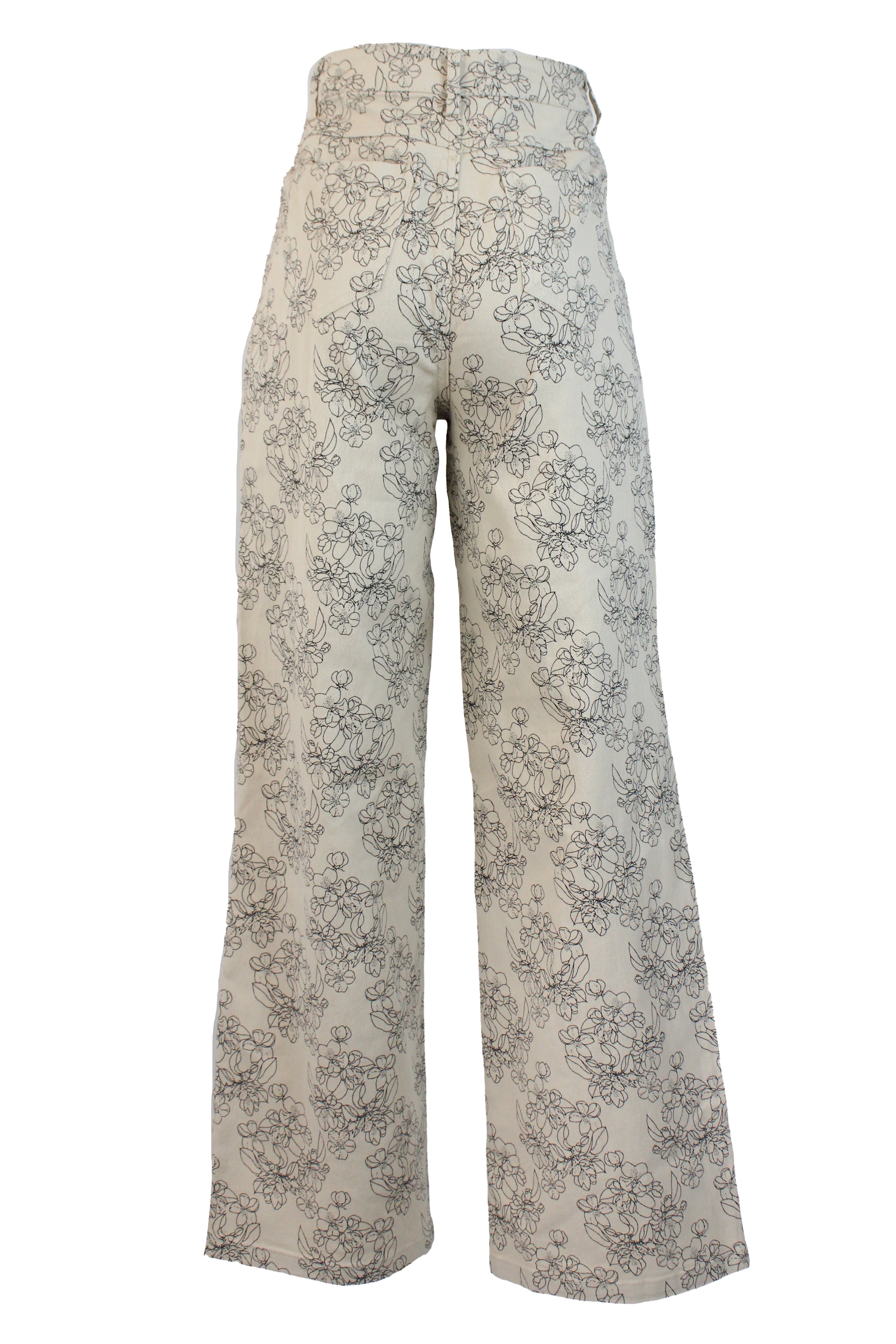 PS1001 Pantalón Recto Estampado Flores