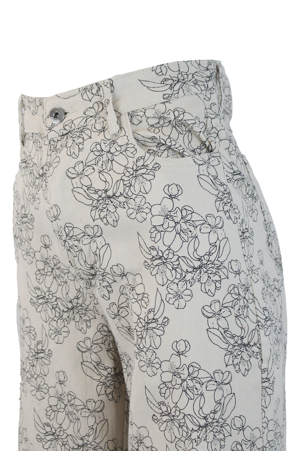 PS1001 Pantalón Recto Estampado Flores