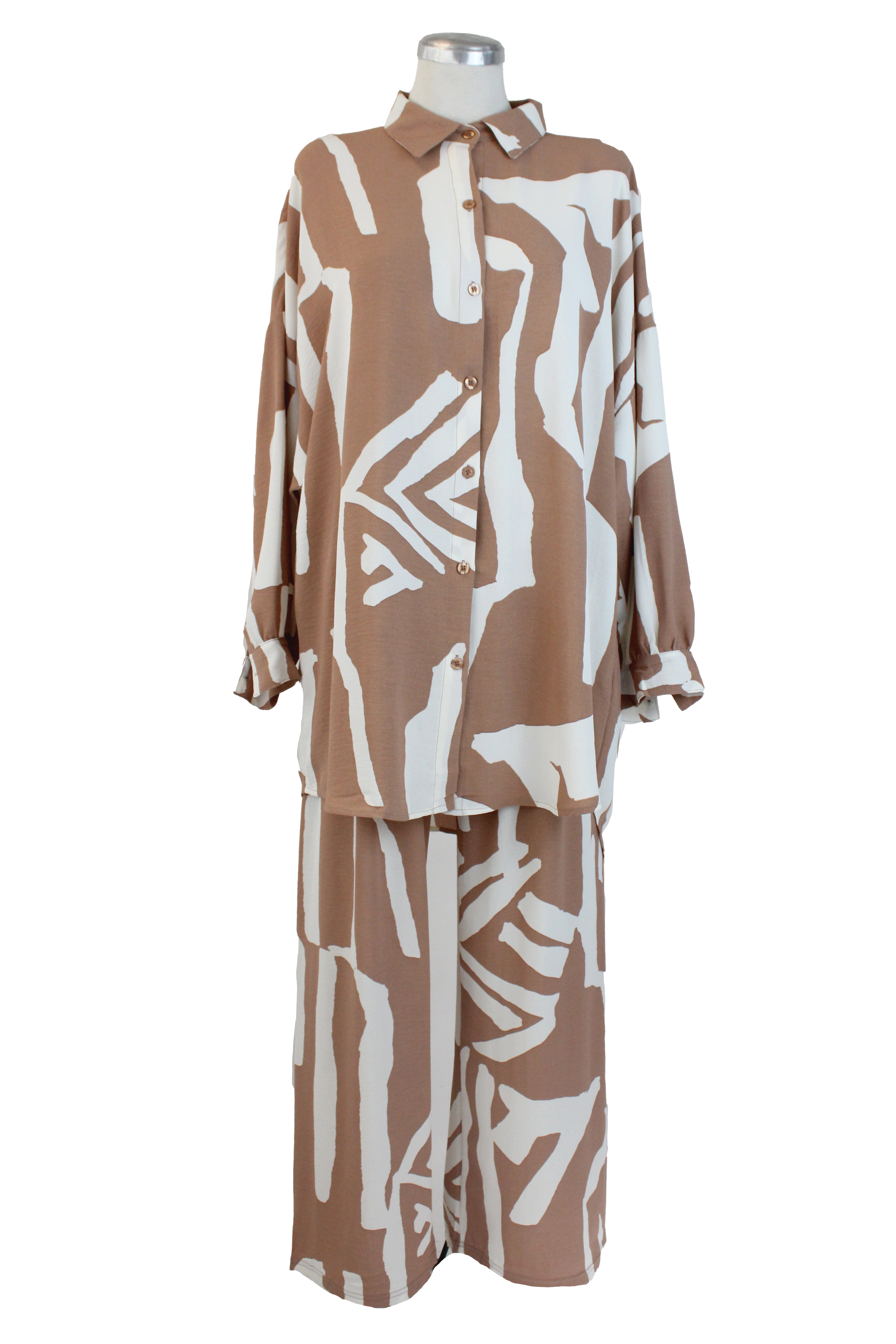 S-2579 Conjunto Camisón Estampado Abstracto