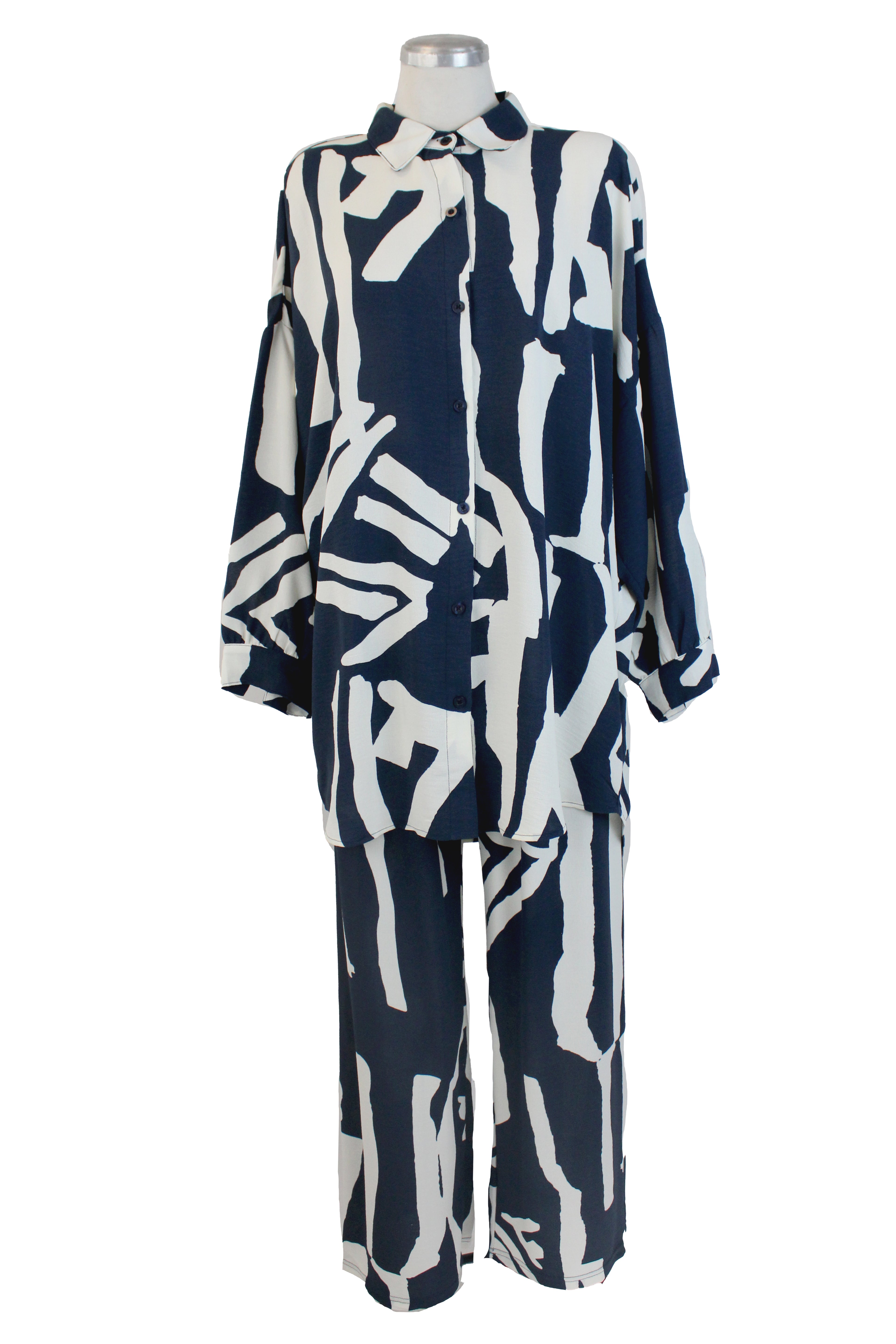 S-2579 Conjunto Camisón Estampado Abstracto