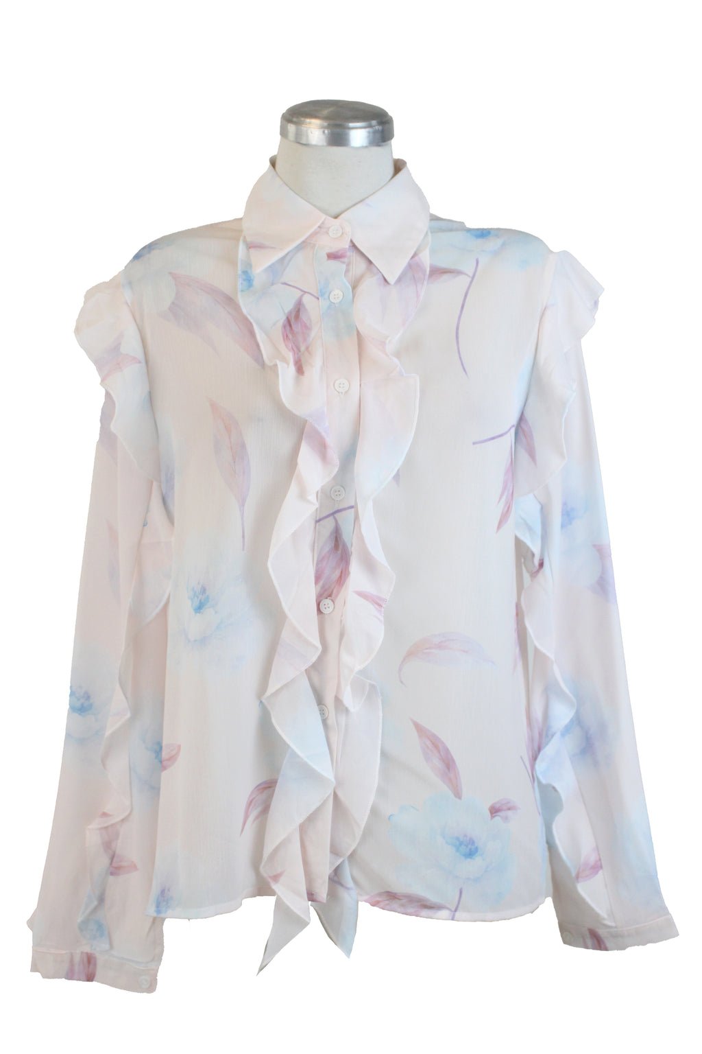 ML9068 Camisa con Olanes en Bordes Diseño Floral
