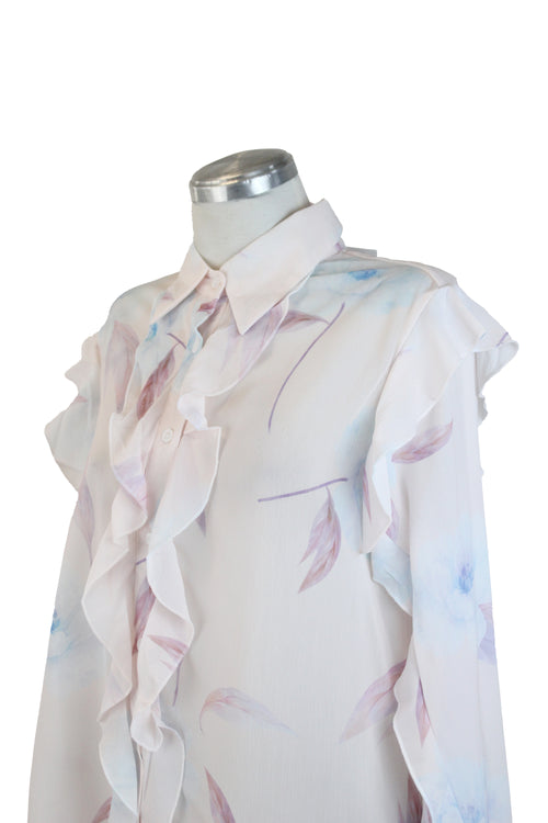 ML9068 Camisa con Olanes en Bordes Diseño Floral