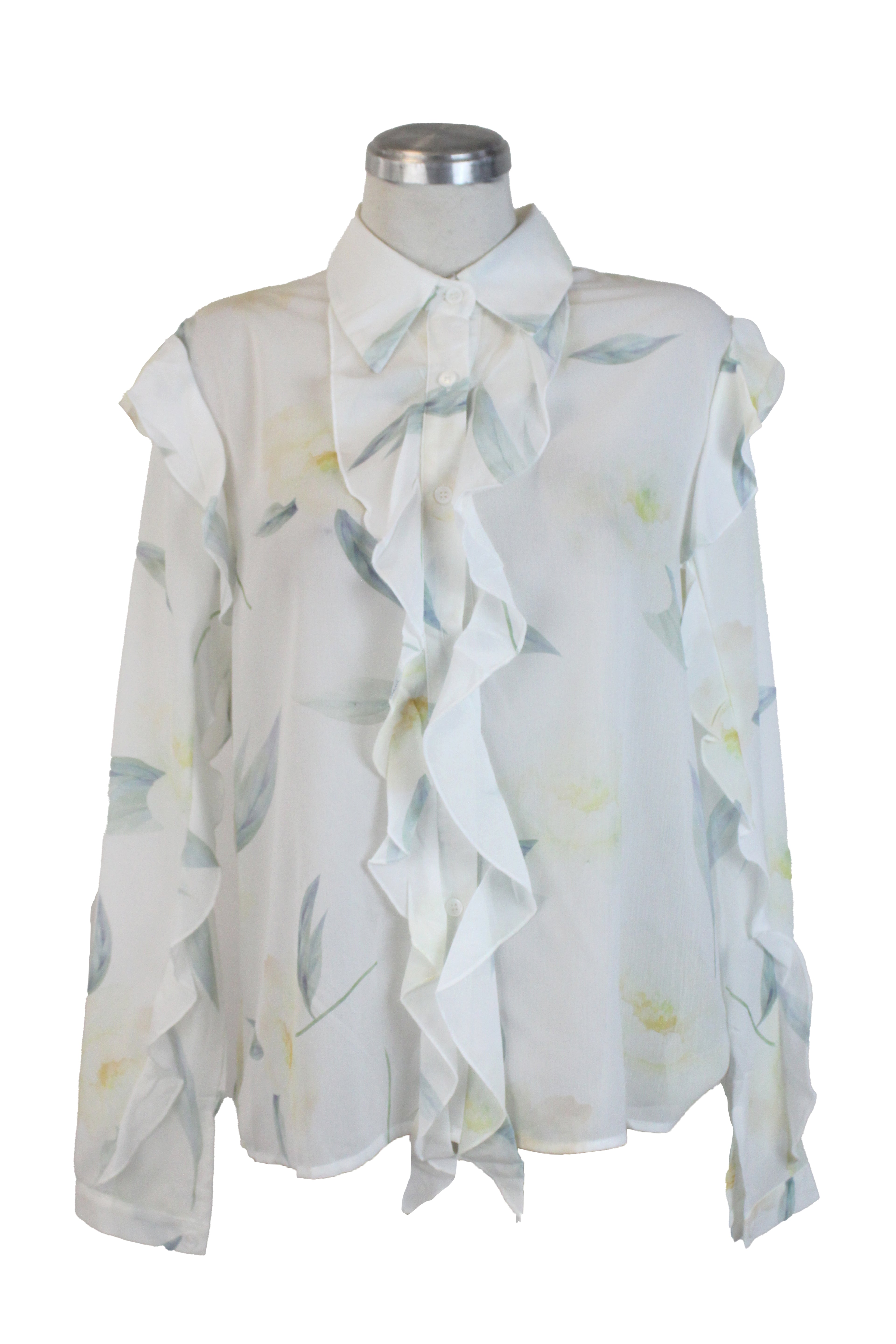 ML9068 Camisa con Olanes en Bordes Diseño Floral