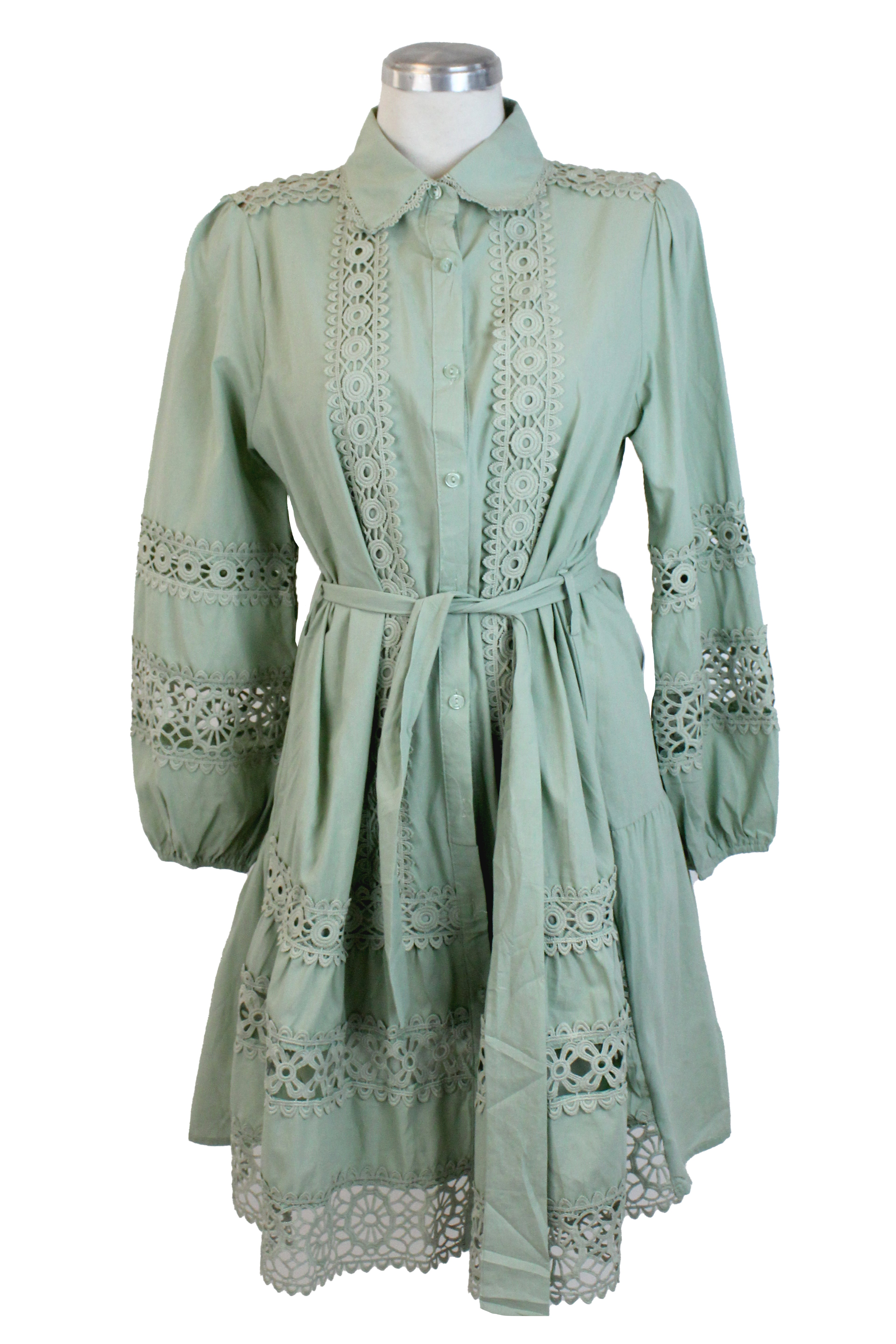 YS263 Vestido Bordado Floreado en Bordes