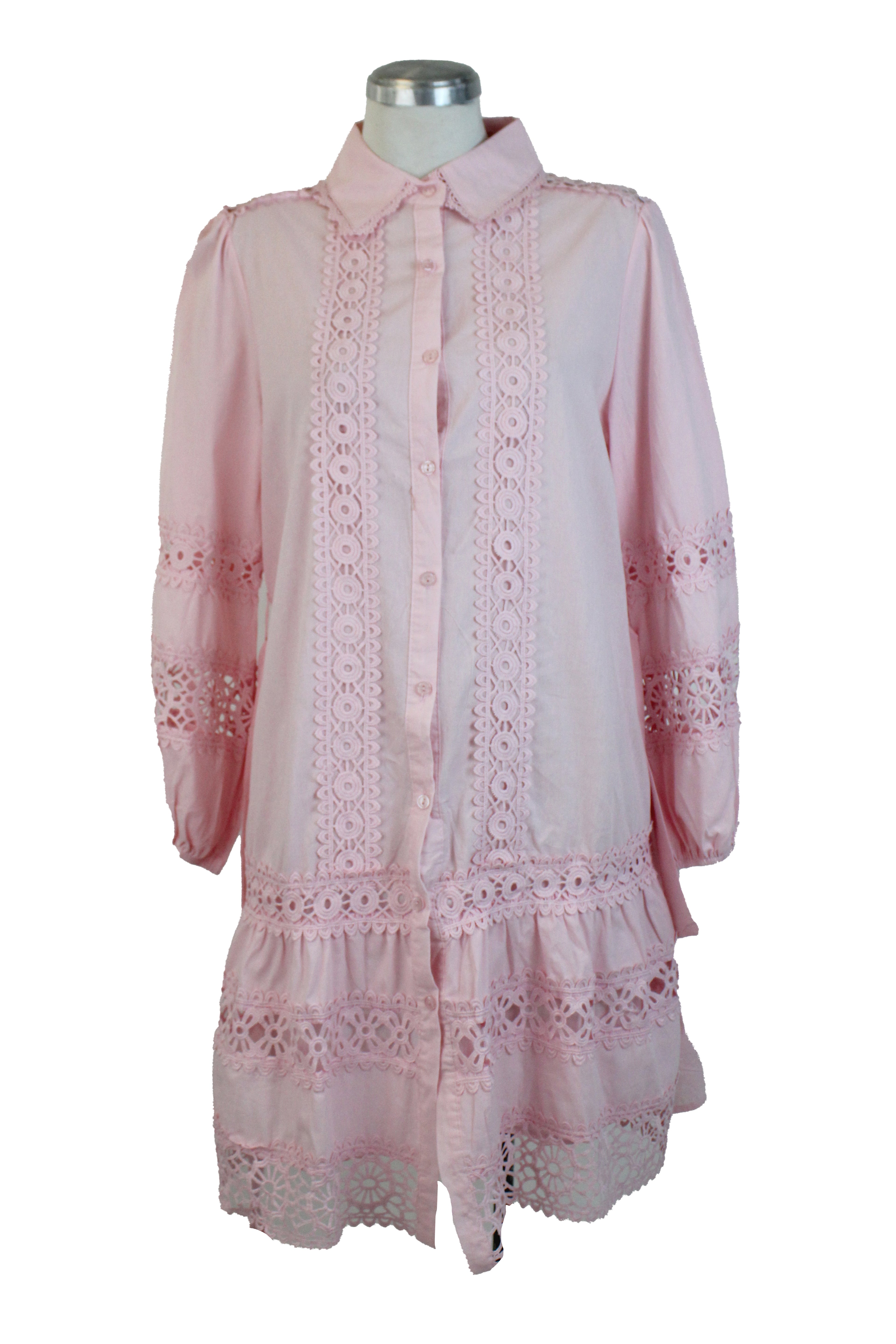 YS263 Vestido Bordado Floreado en Bordes