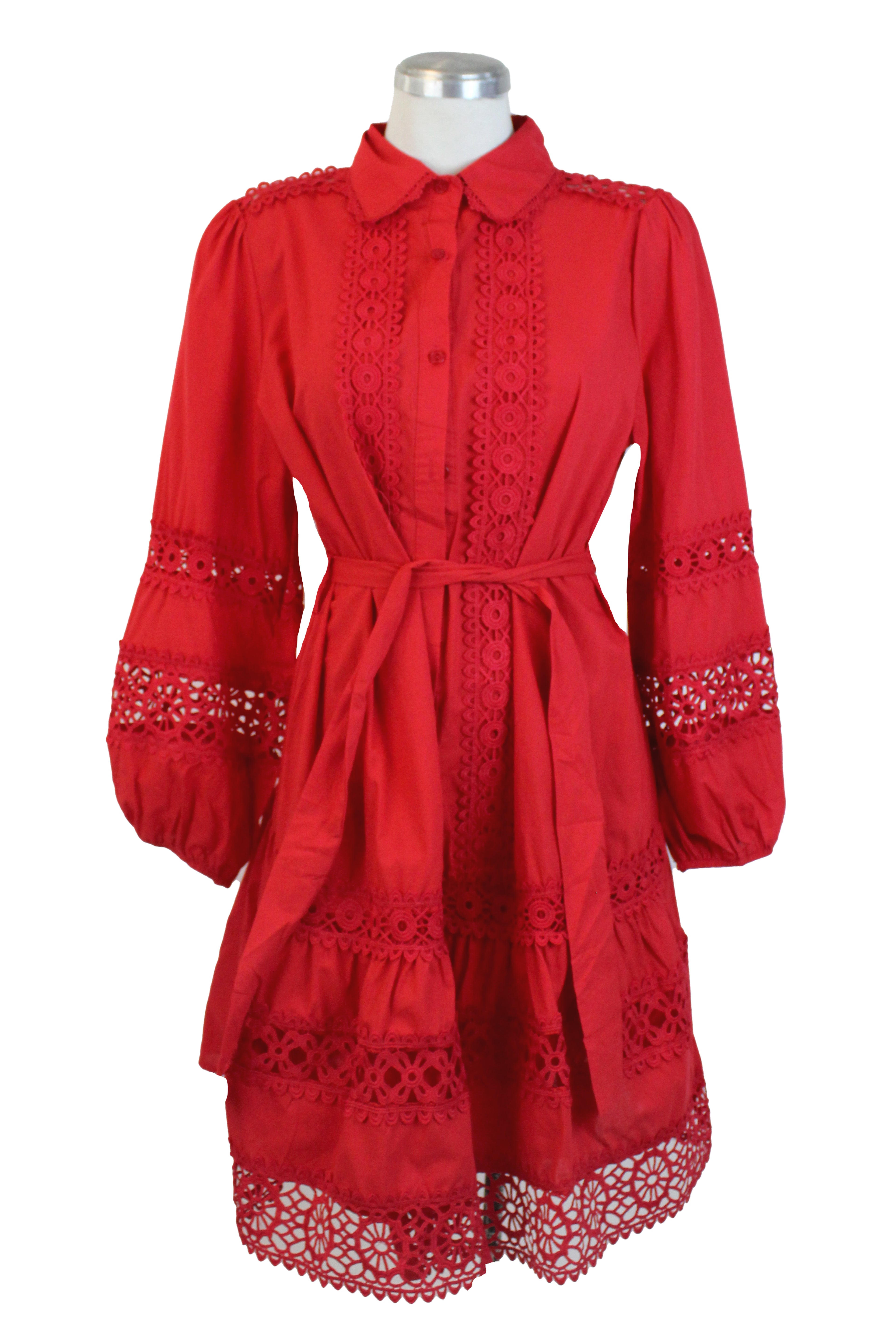 YS263 Vestido Bordado Floreado en Bordes