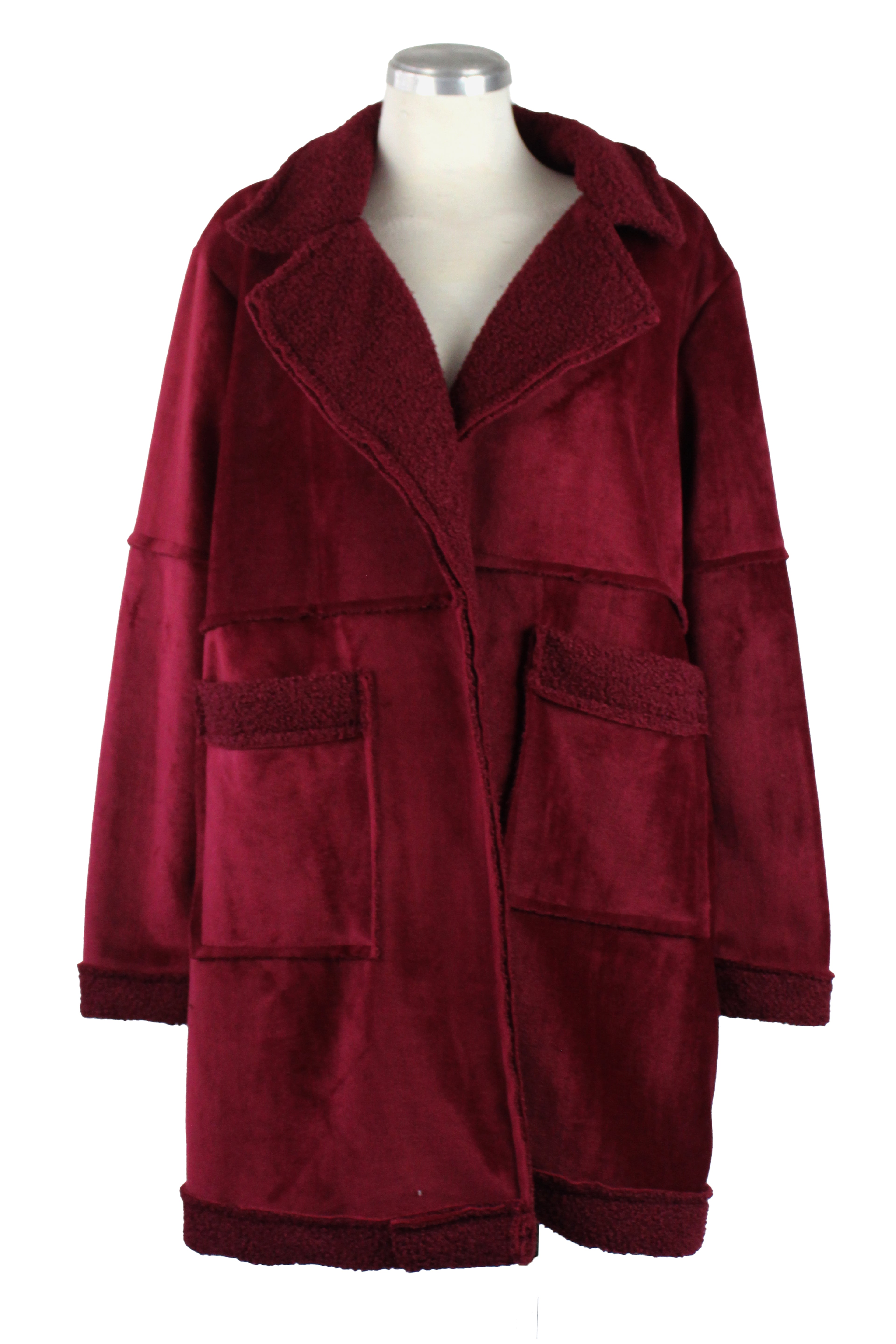 2587 Saco Abierto Largo Aborregado con Bolsos